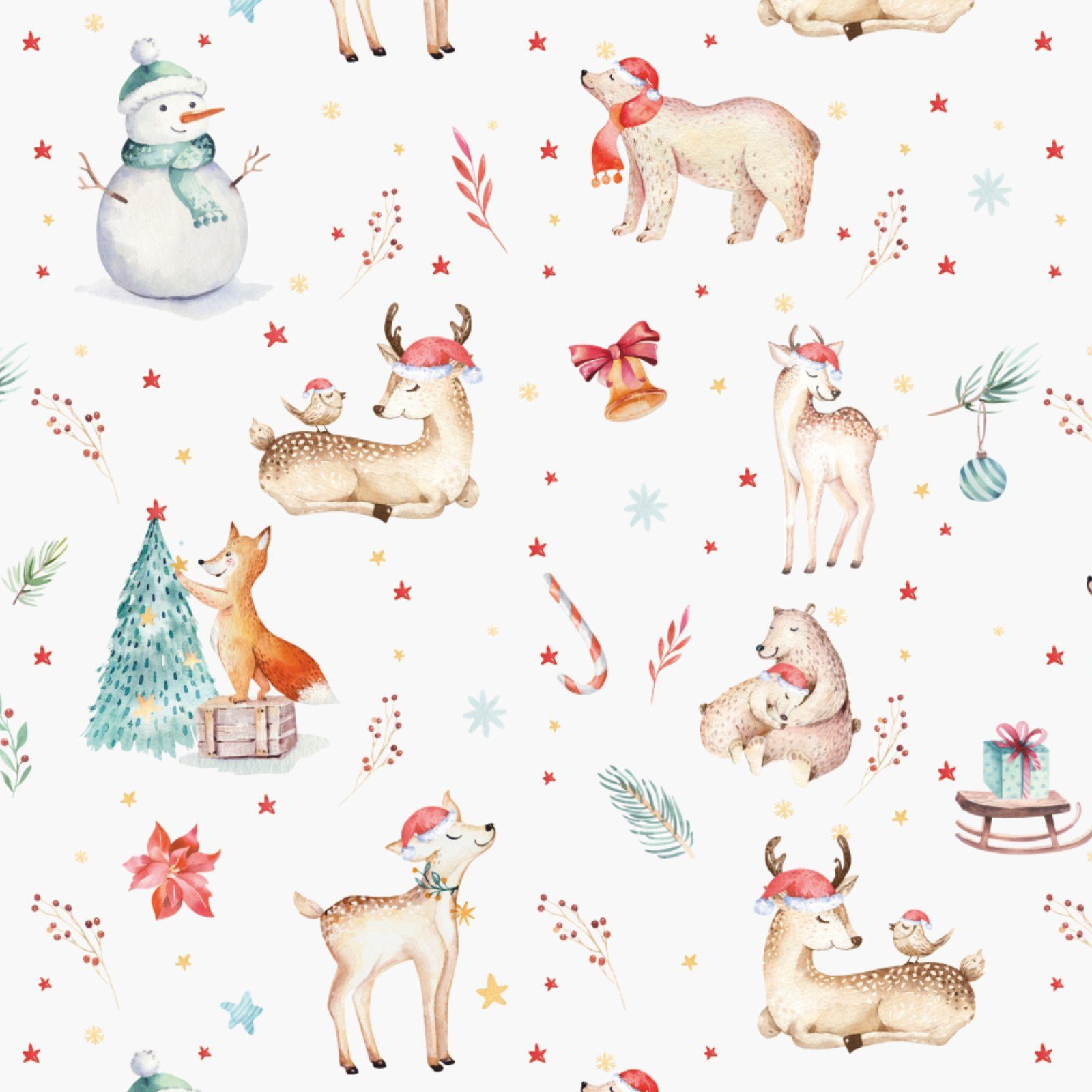 5 Tiere Bögen Weihnachten Packpapier Geschenkpapier, nikima