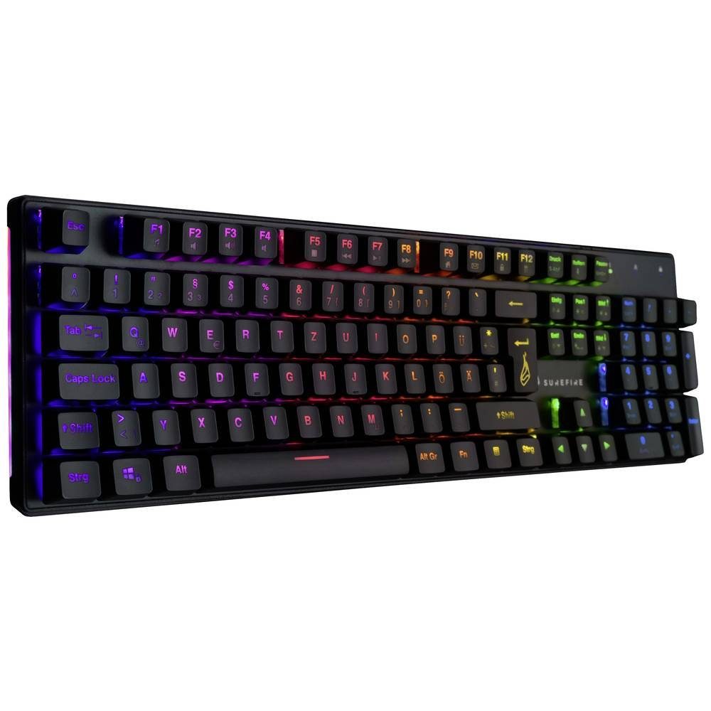 Surefire SureFire Mechanische Multimedia-RGB-Gaming-Tastatur, Deutsch 48718 Tastatur (Beleuchtet, Multimediatasten)