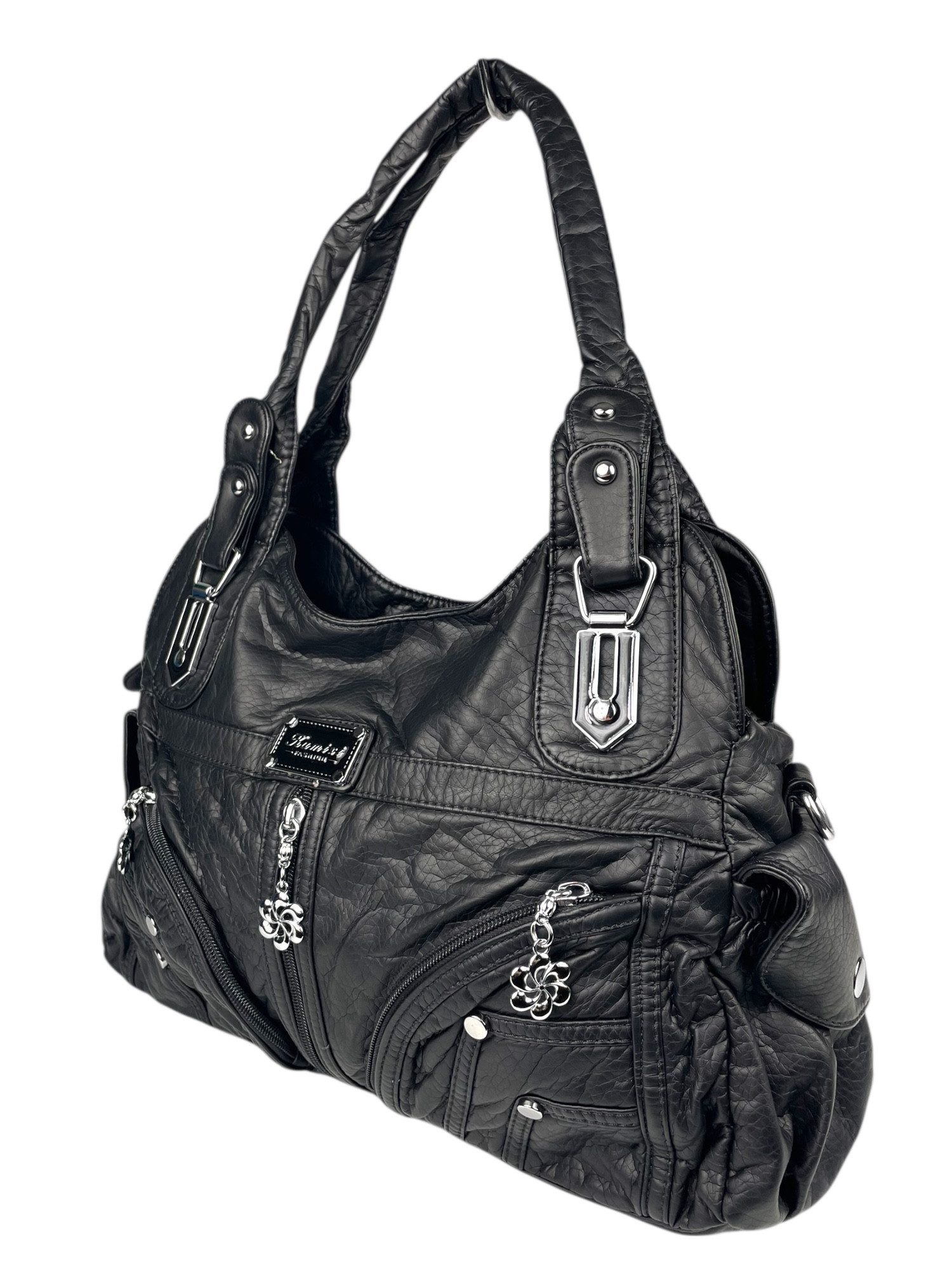 Taschen4life Handtasche Damen Schultertasche AK1821, 2 Hauptfächer, Umhängetasche, viele Fächer, Reißverschluss