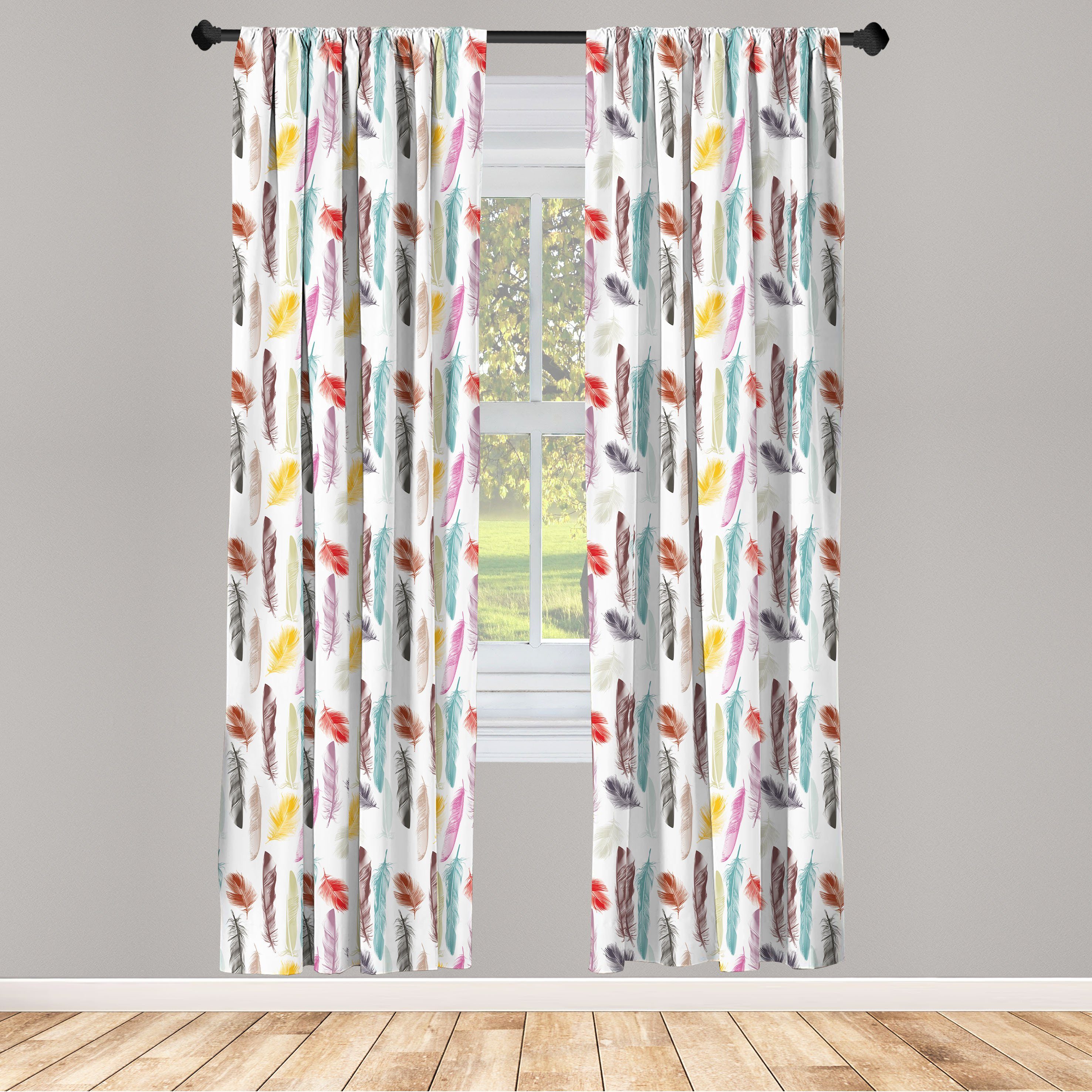 Gardine Vorhang für Wohnzimmer Schlafzimmer Dekor, Abakuhaus, Microfaser, Feder Bunte Gefieder des Vogels