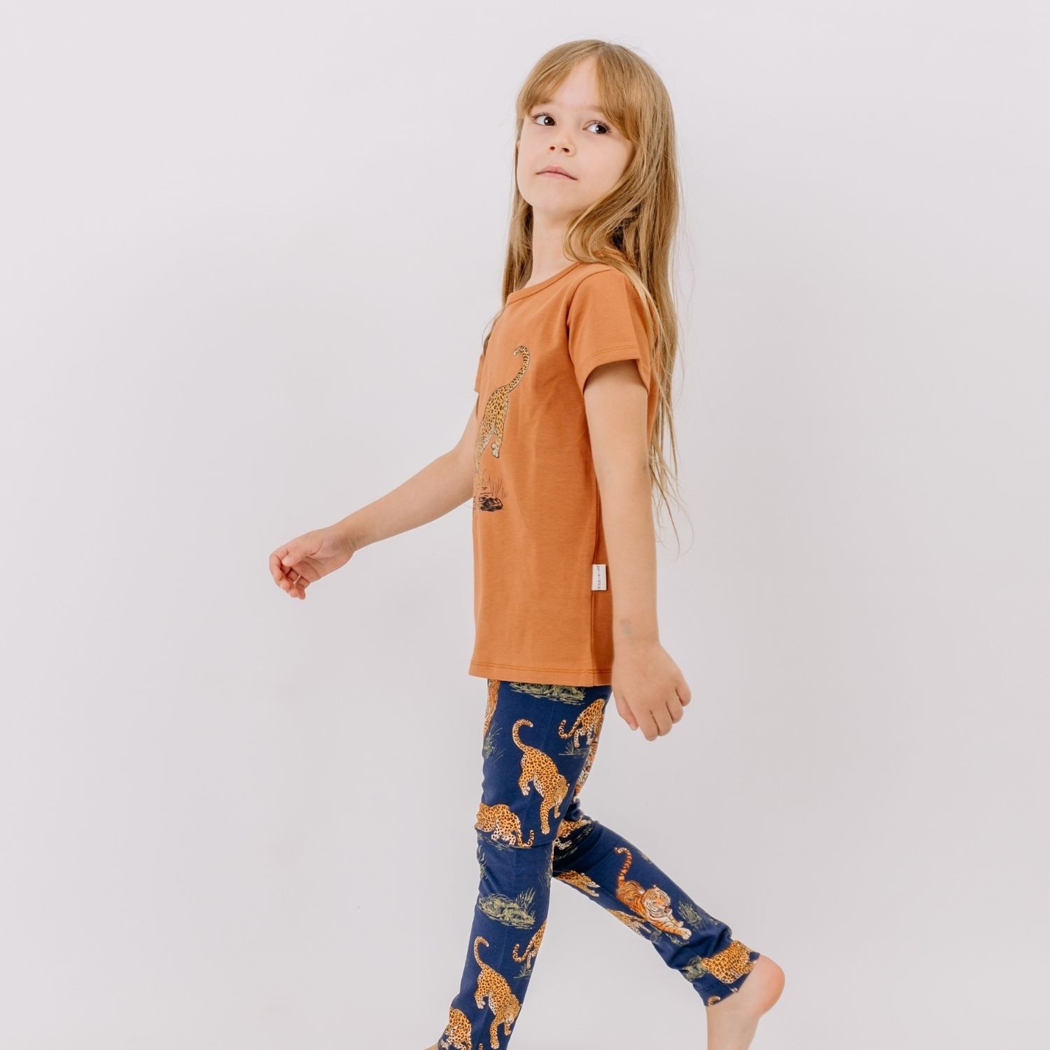 Walkiddy Leggings Walkiddy Tiger & Leopard Bio Baumwolle GOTS Dunkelblau - Bio Baumwolle,GOTS, Kinderbekleidung,nachhaltige Klamotten