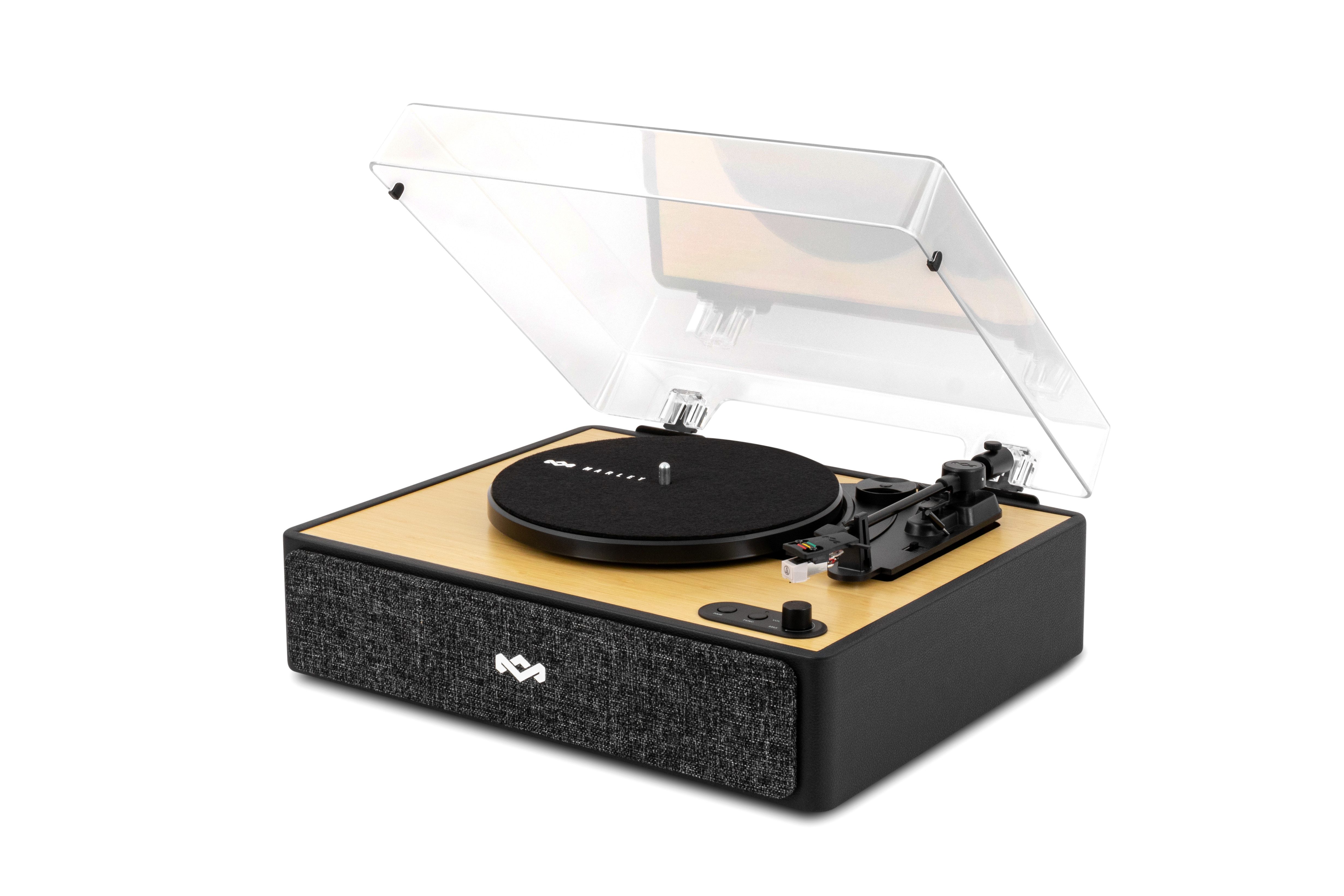 House of Marley Marley EM-JT400-SB Rise Up All-in-One Turntable Plattenspieler (Riemenantrieb, Bluetooth®, 2 x 5 W Lautsprecher, Audio-Technica AT3600L Abnehmer)