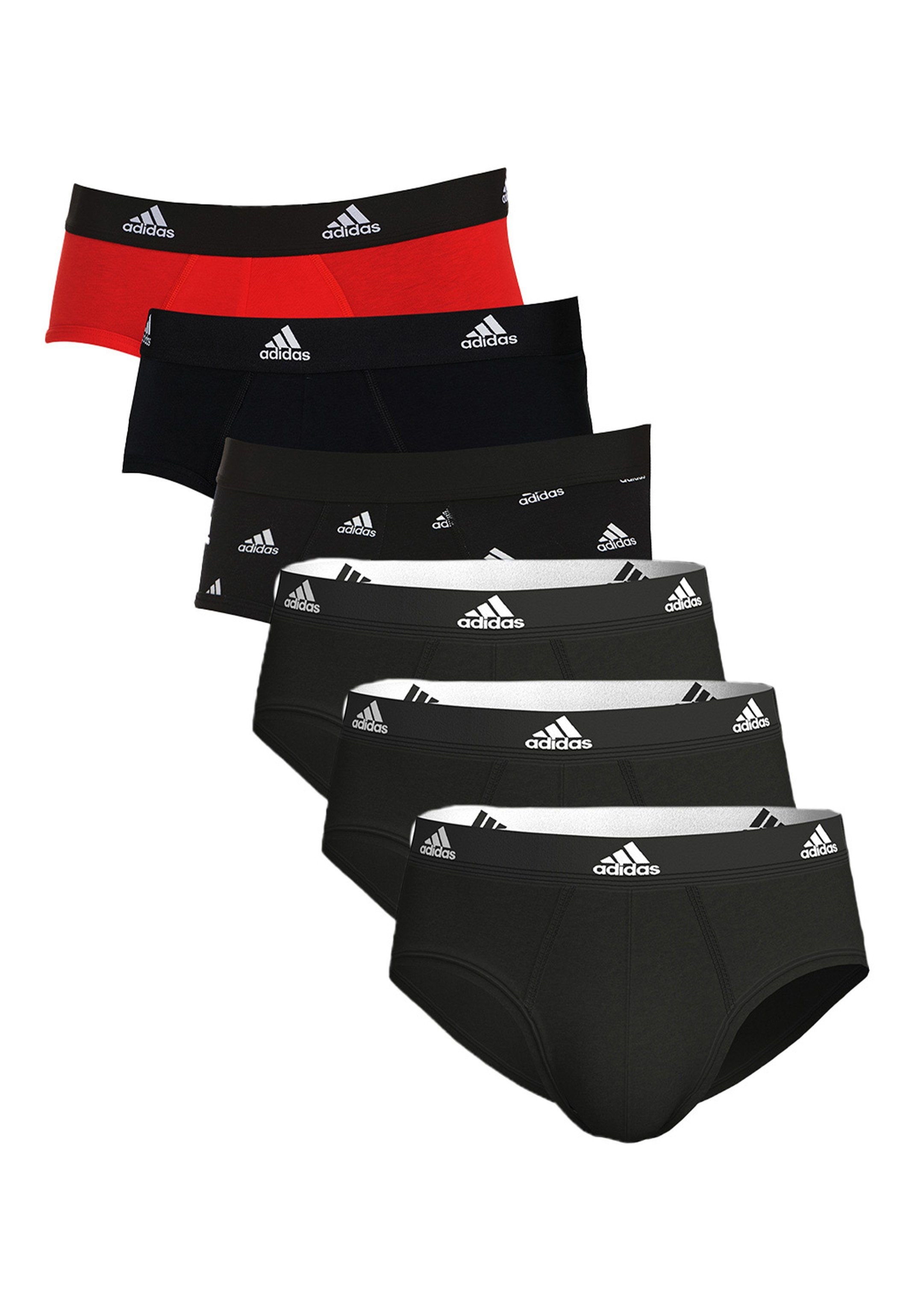 adidas Sportswear Slip 6er Pack Active Flex Cotton (Spar-Set, 6-St) Slip / Unterhose - Baumwolle - Ohne Eingriff - Weiche Nahtverarbeitung Schwarz / Rot (MX1)
