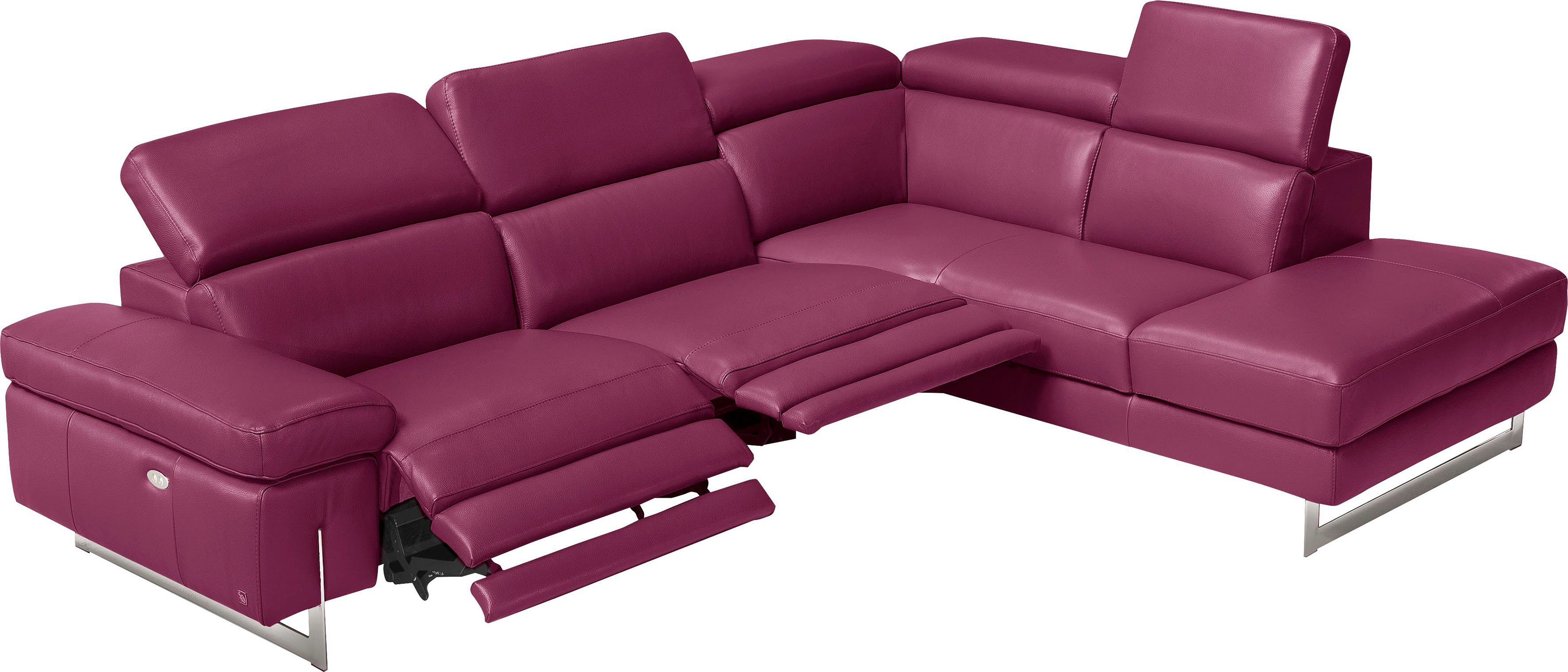 Egoitaliano Ecksofa Candice, elegant, edel und bequem, erstklassiger Sitzkomfort, L-Form, inkl. 2 elektrischer Relaxfunktionen, Bedienung über Taste an Armlehne