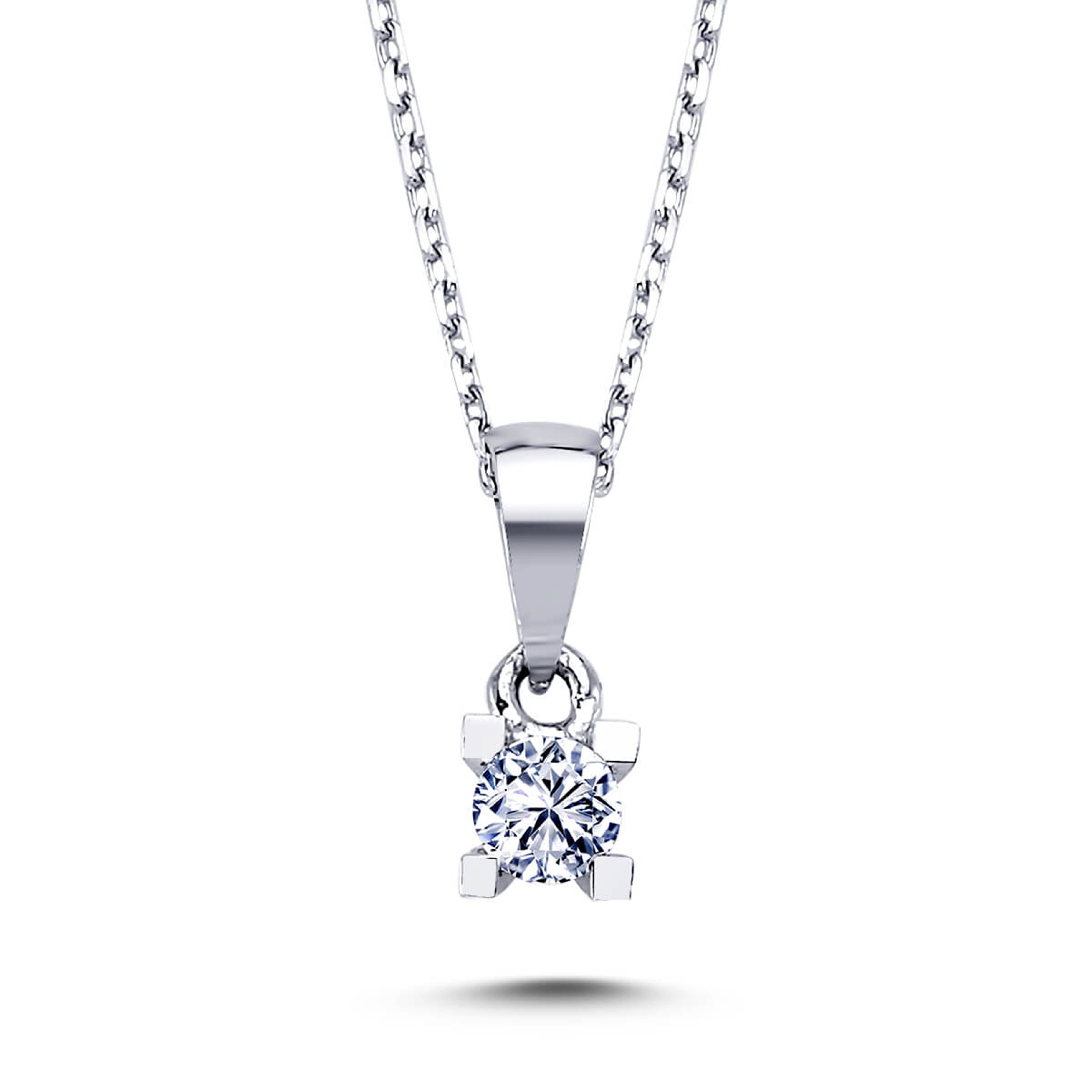EinStein Diamant Collier Halskette 0,13 Carat Diamant Anhänger mit Kette in 14 Karat Weißgold