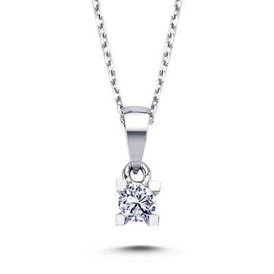 EinStein Diamant Collier »Halskette 0,13 Carat Diamant Anhänger mit Kette in 14 Karat Weißgold«