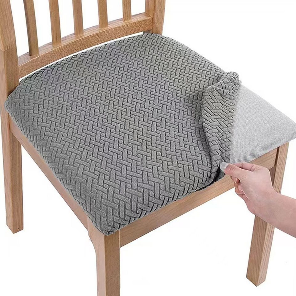 Coonoor Stuhlhusse Stuhlbezug Sitzfläche 4er Set, Hellgrau