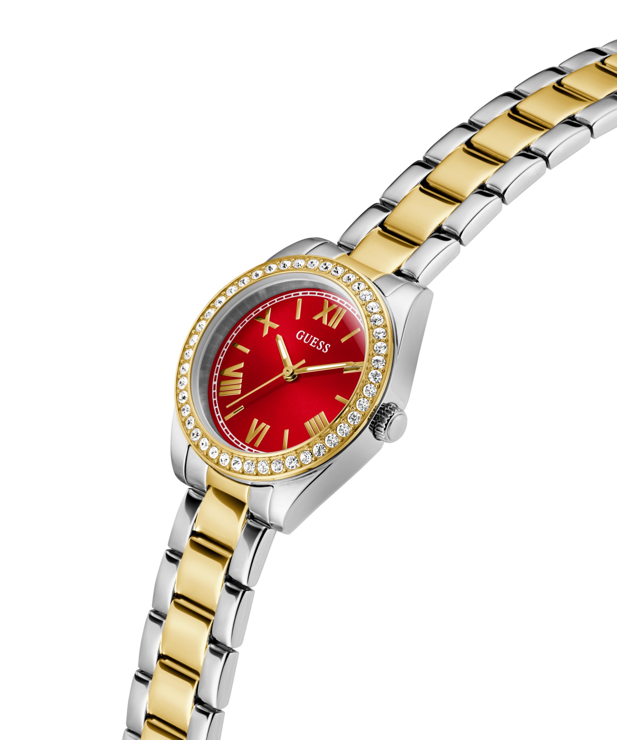Guess Quarzuhr MINI LUNA GW0841L8, Armbanduhr, Damenuhr, Edelstahlarmband, Kristallsteine