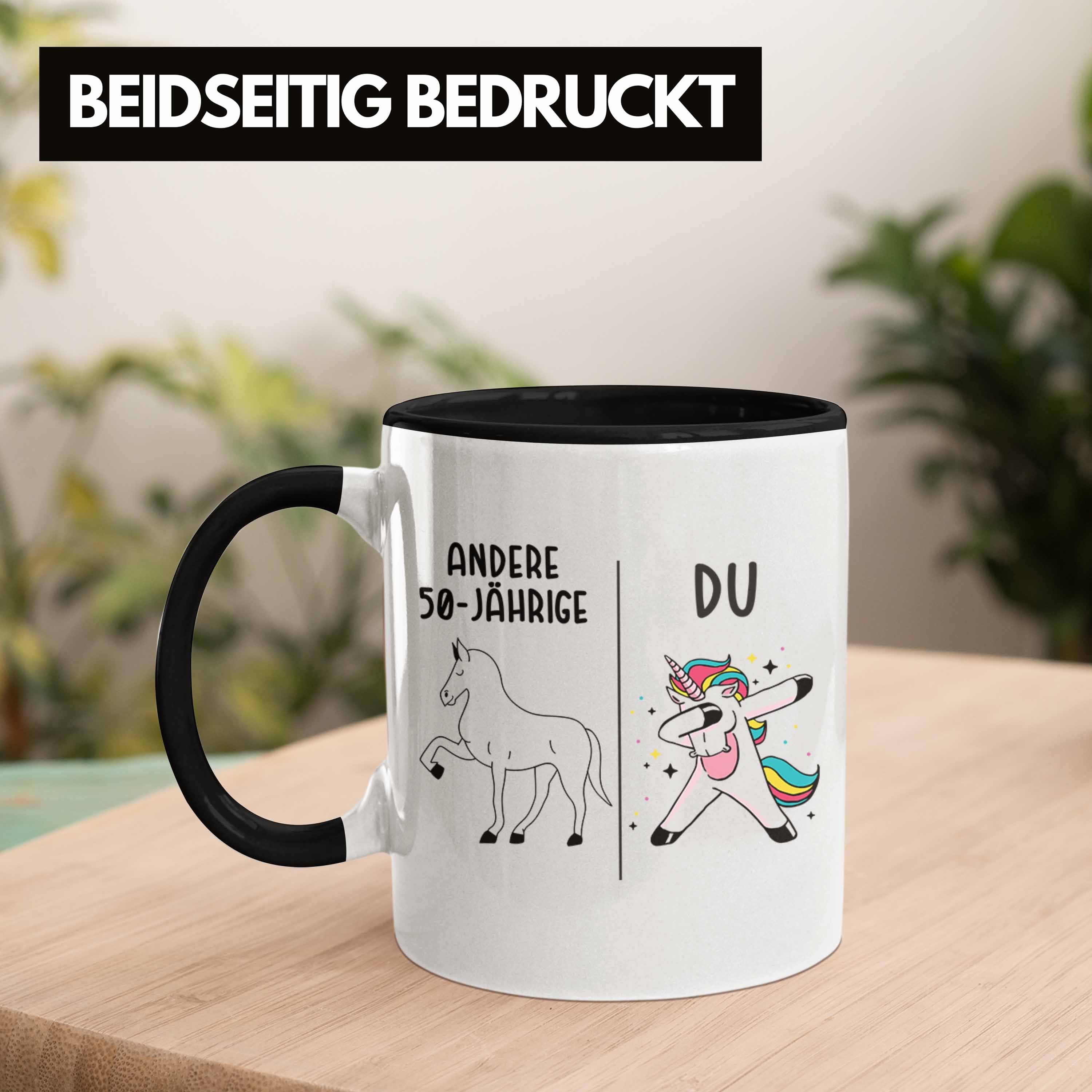 - Geschenk 50. Geburtstag Einhorn 50er Geburtstag Frauen Mutter Tasse Trendation Geschenkidee Mama Tasse Schwarz Trendation