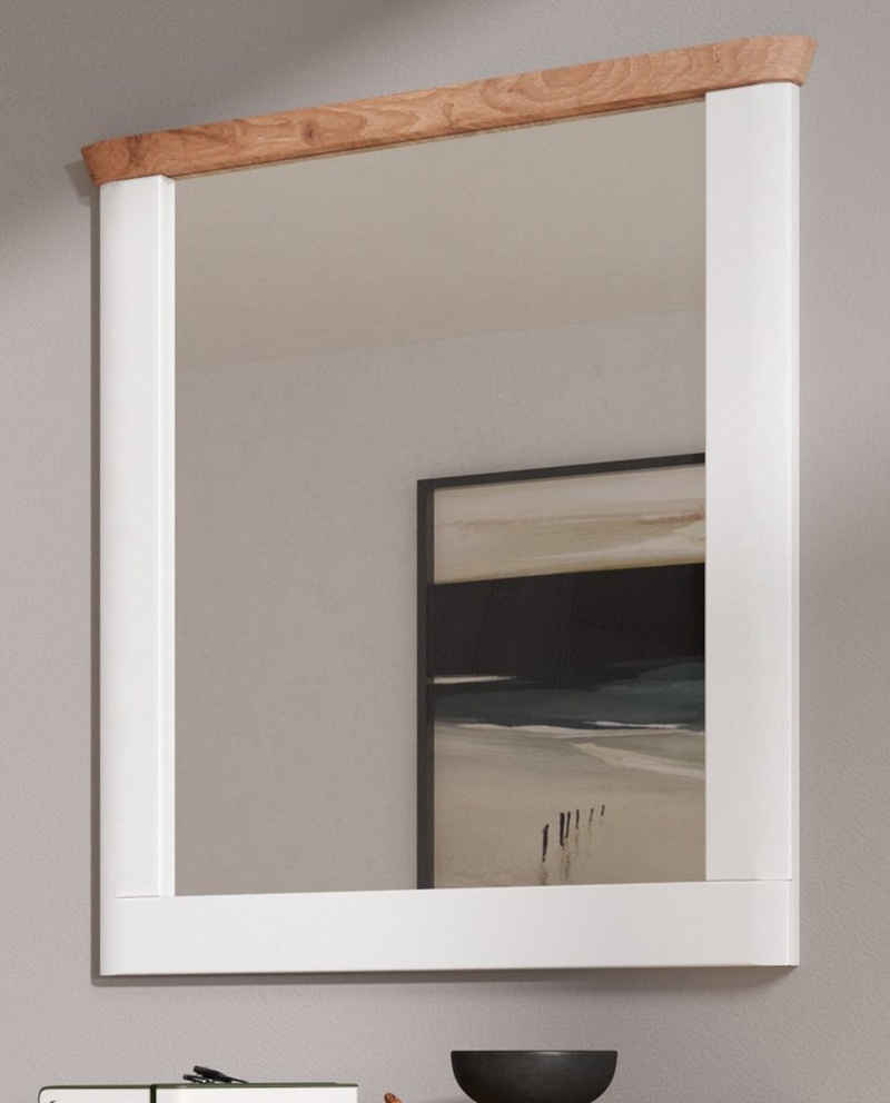 xonox.home Wandspiegel Michigan (Garderobenspiegel in weiß mit Eiche, 79 x 89 cm), mit Kranz