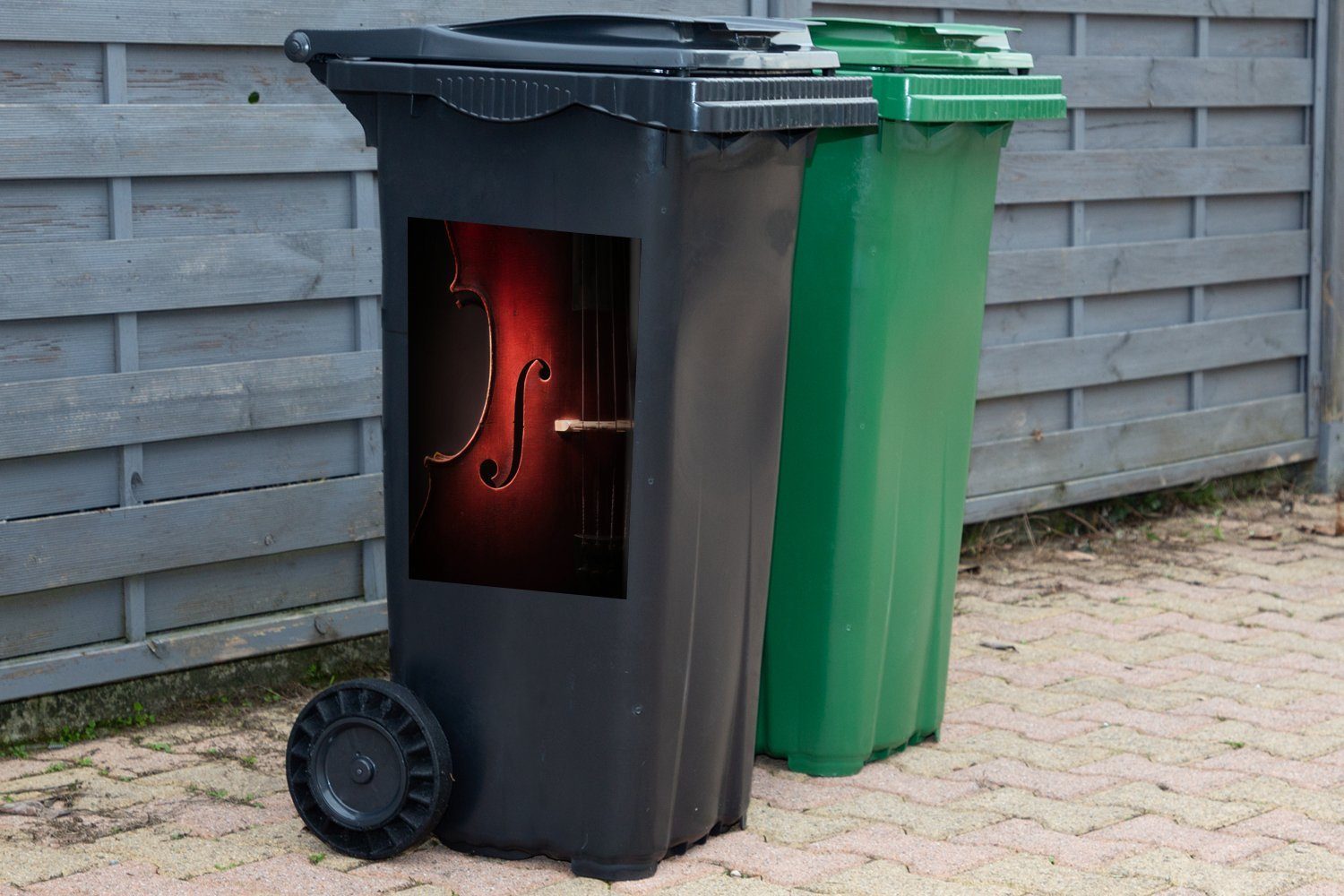 Wandsticker Abfalbehälter Mülleimer-aufkleber, St), eines Container, Mülltonne, Sticker, Cellos (1 MuchoWow Nahaufnahme