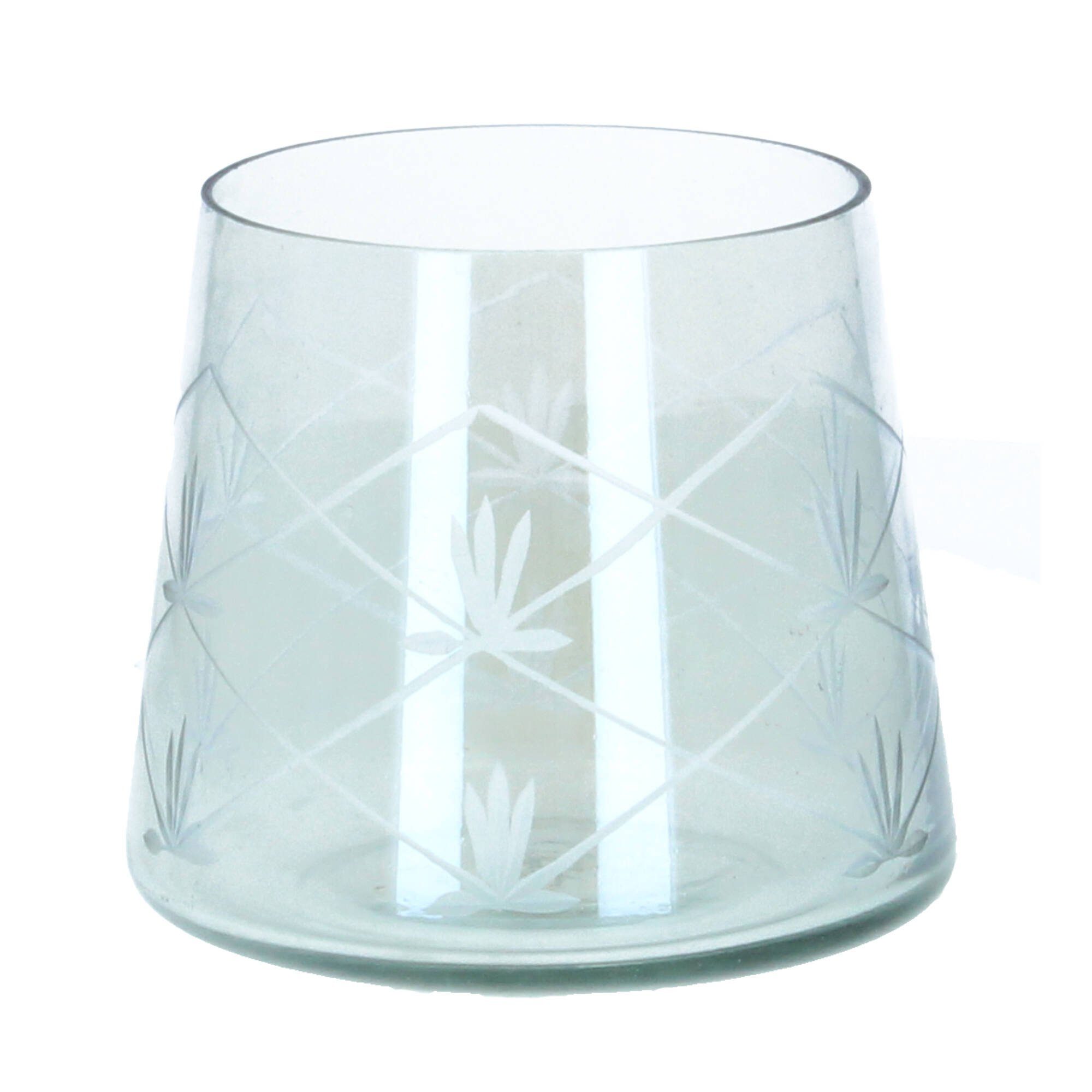 Schliff Nyons Chic cm Antique Glas Kerzenhalter (1 St) Hurricane 13 olivgrün