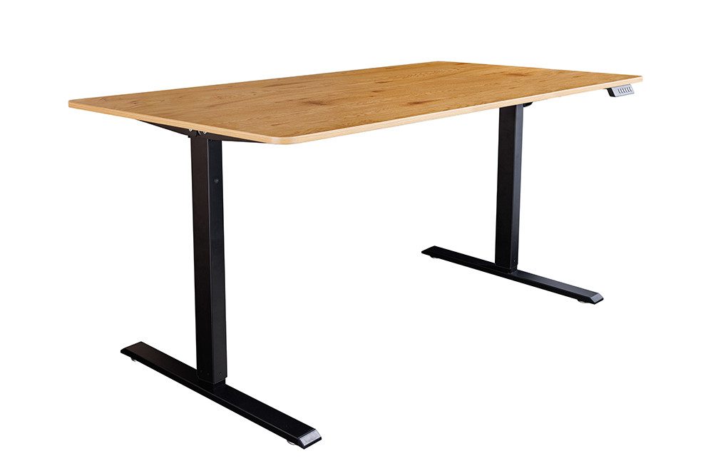 riess-ambiente Schreibtisch OAK DESK 160cm natur/schwarz-Eiche, stufenlos, höhenverstellbar, eckig (Einzelartikel, 1-St), Anpassbarer Bürotisch - ideal für Arbeitszimmer, Homeoffice od. Praxis