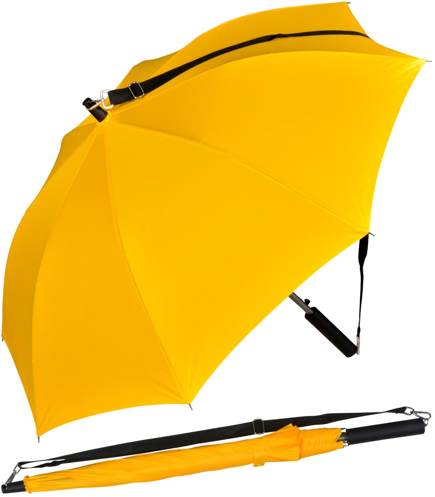 iX-brella Stockregenschirm Stockregenschirm Umhängeschirm mit längenverstellbarem Tragegurt, mit Auf-Automatik, in vielen Farben