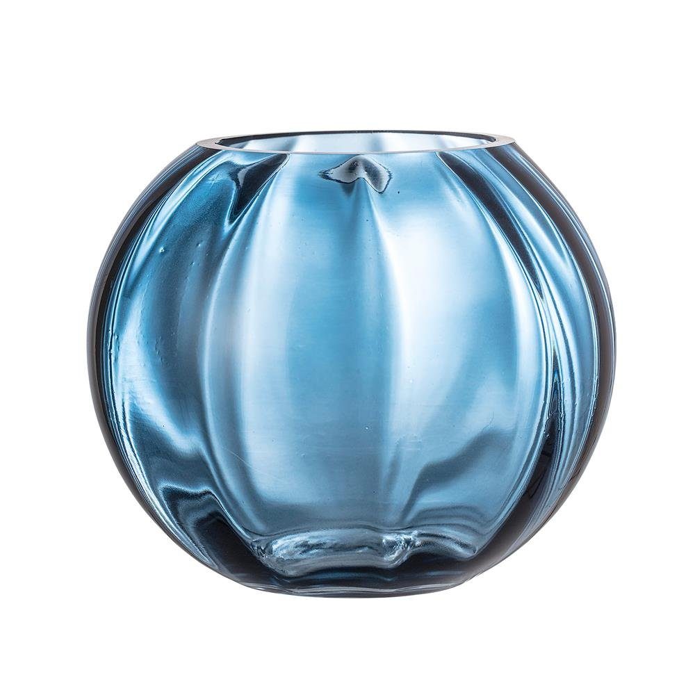 bauchige Glass, Bloomingville aus Glas, Vase Dekovase Abas Blue, stylische Vase, Blumenvase dekorative