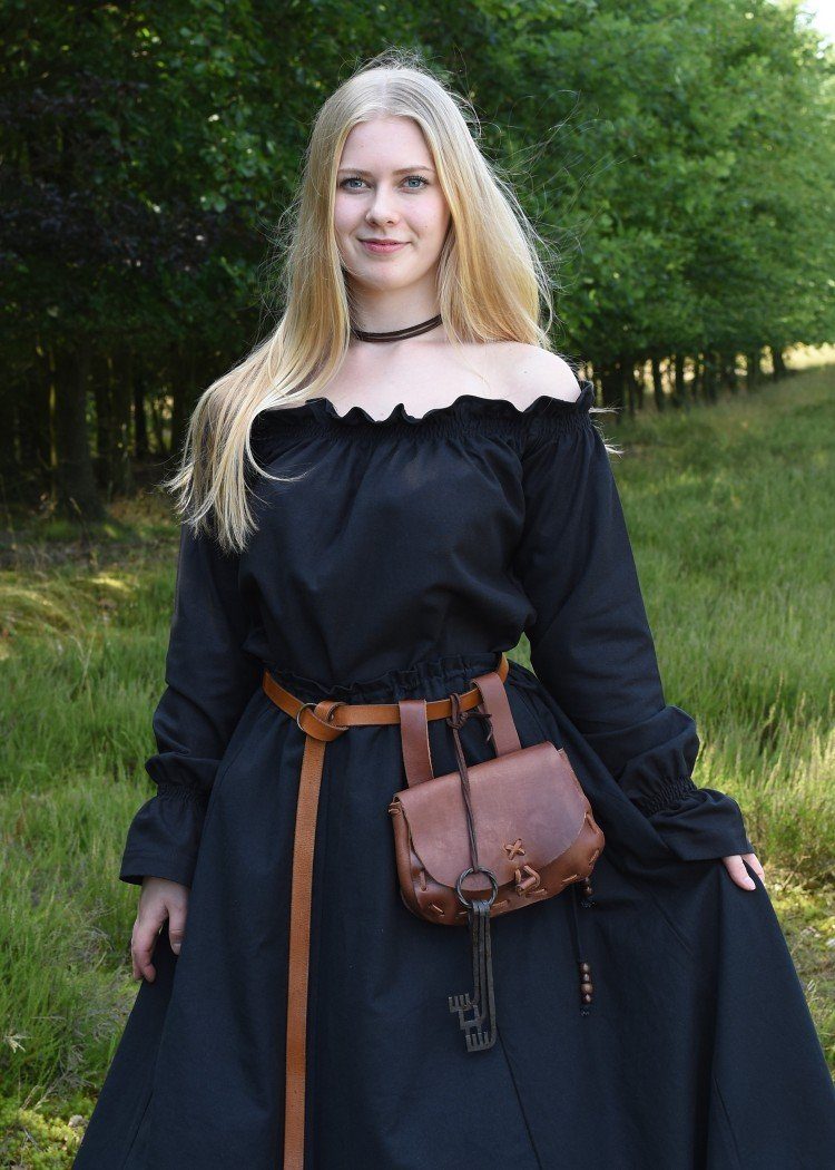 Battle Merchant Burgfräulein-Kostüm Markt-Mittelalter Bluse oder Piratenbluse Carmen Schwarz Размер XXL