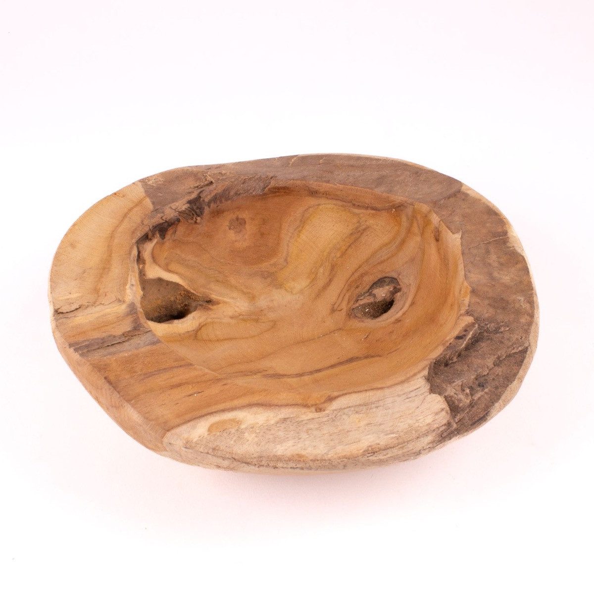 INNA-Glas Dekoschale Holzschale PETTER, Teakholz, natur, 6cm, Ø30cm