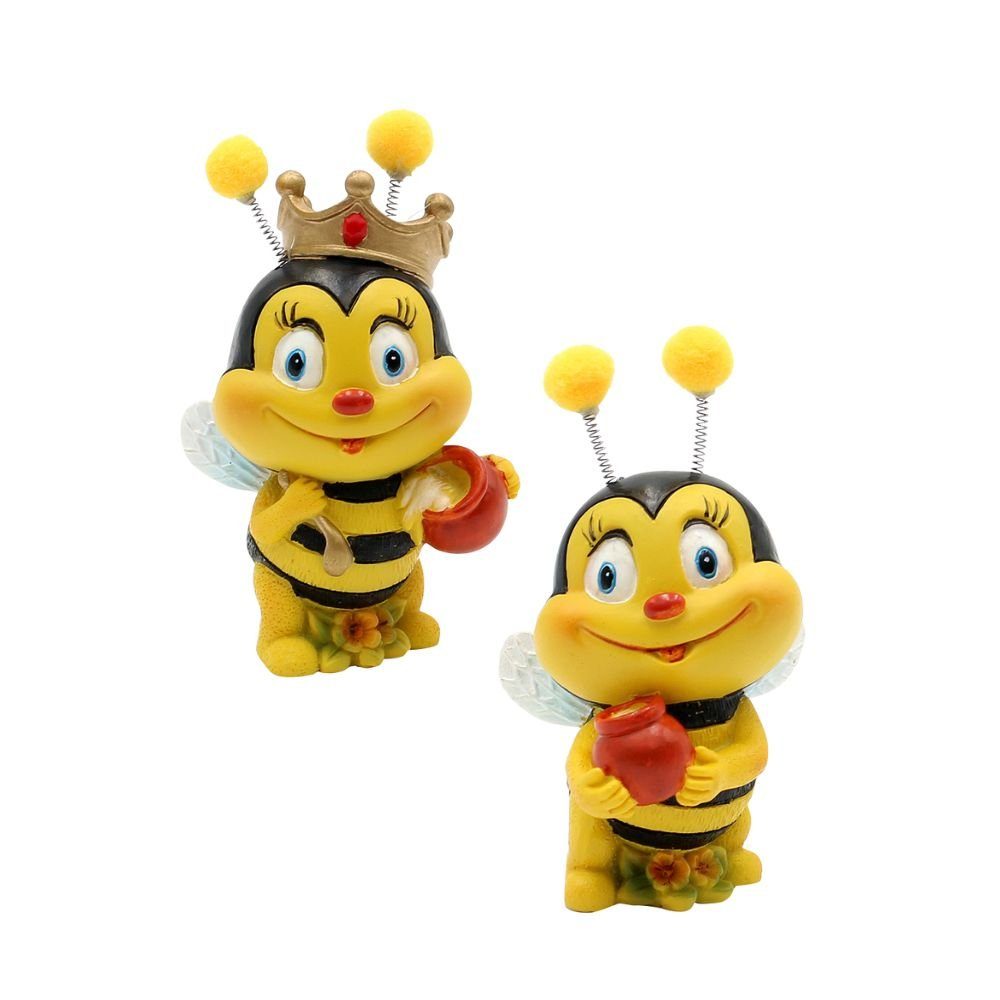 Gartenfigur Dekofigur Bienenpaar mit Honigtopf, 2er Set, Gartendeko, Polyresin