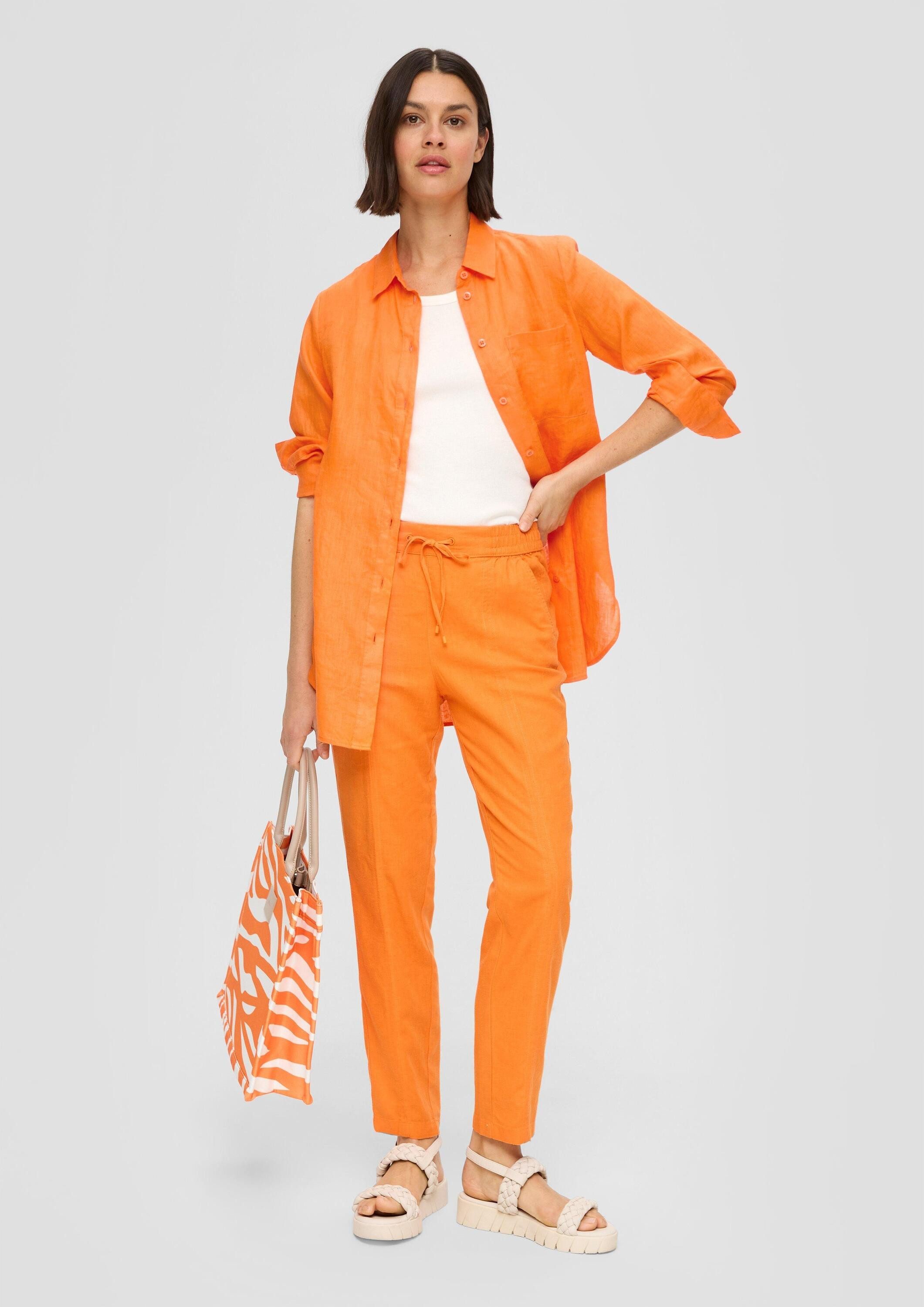 s.Oliver 7/8-Hose Hose Hose aus Leinenmix mit Ziernähten