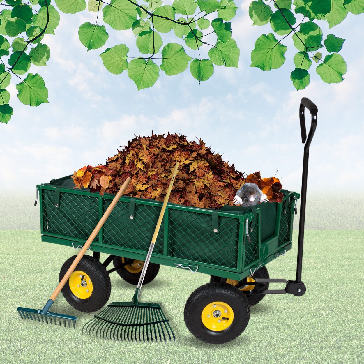 Frosal Transportwagen Phil - Gartenwagen & Transportkarre klappbar, grün