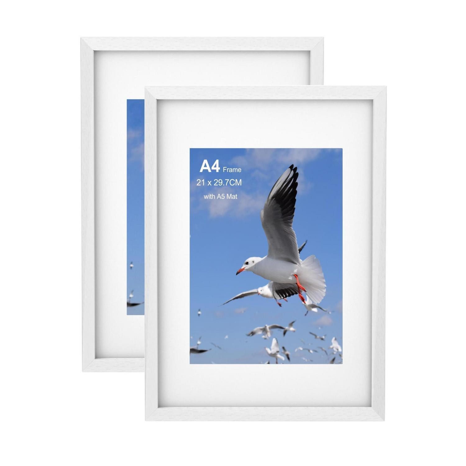 LuxusKollektion Bilderrahmen-Set Bilderrahmen A4 Weiss 2er Set Holzwerkstoff Acrylglas, (2 St)