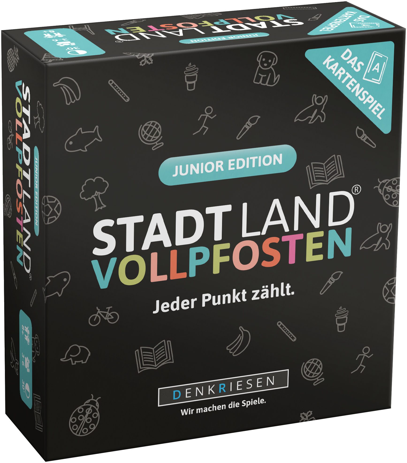 Denkriesen Spiel Stadt Land Vollpfosten, Junior Edition, Familienspiel, Made in Germany