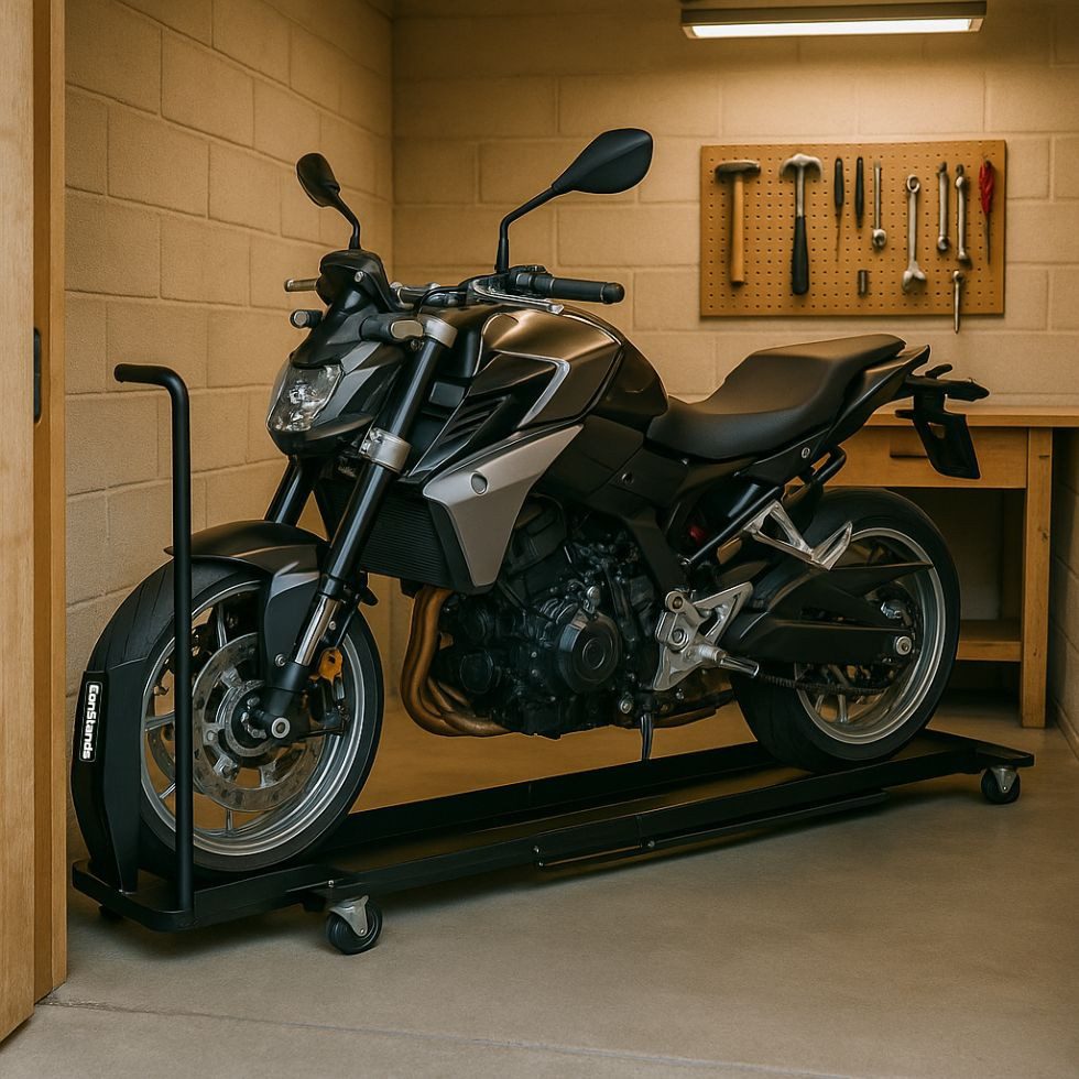 ConStands Rangierwagenheber Rangierschiene für Aprilia Caponord 1200 / Rally schwarz