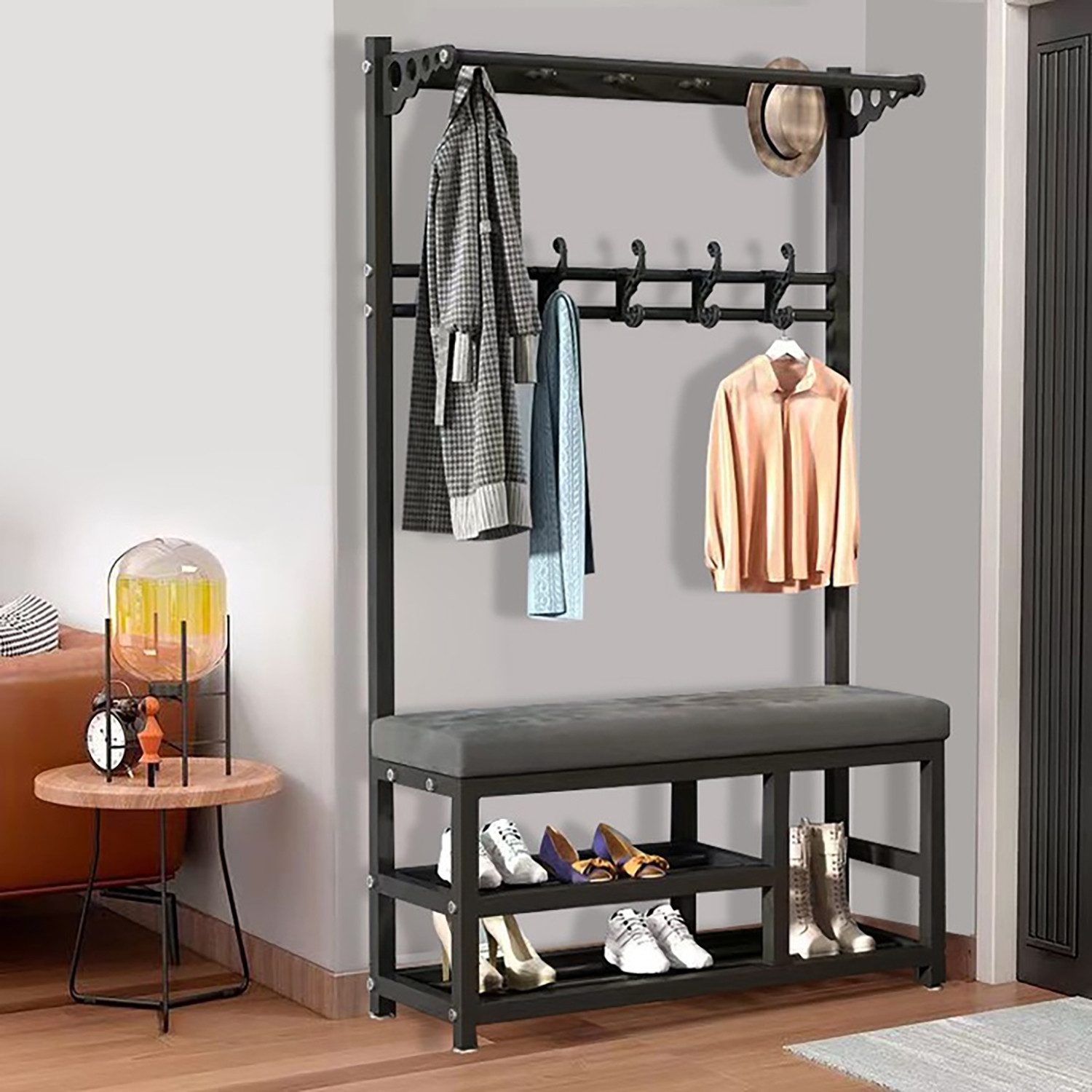 OYLCDI Garderobenständer Kleiderständer Garderobe mit Schuhbank, flurgarder günstig online kaufen