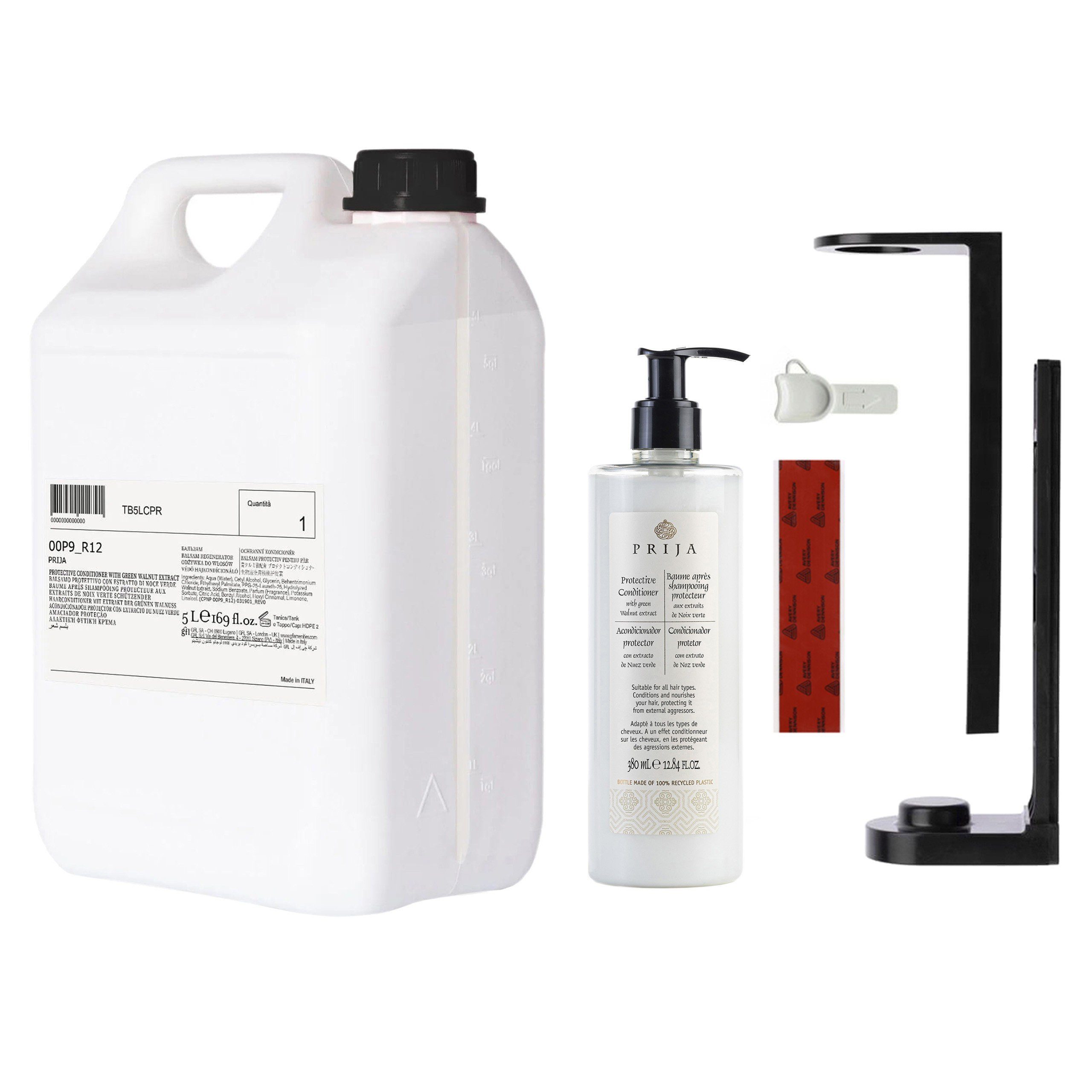 PRIJA Haarspülung PRIJA Set: Flaschenhalter, 380ml Schutzhaarspülung + 5l Vorrat