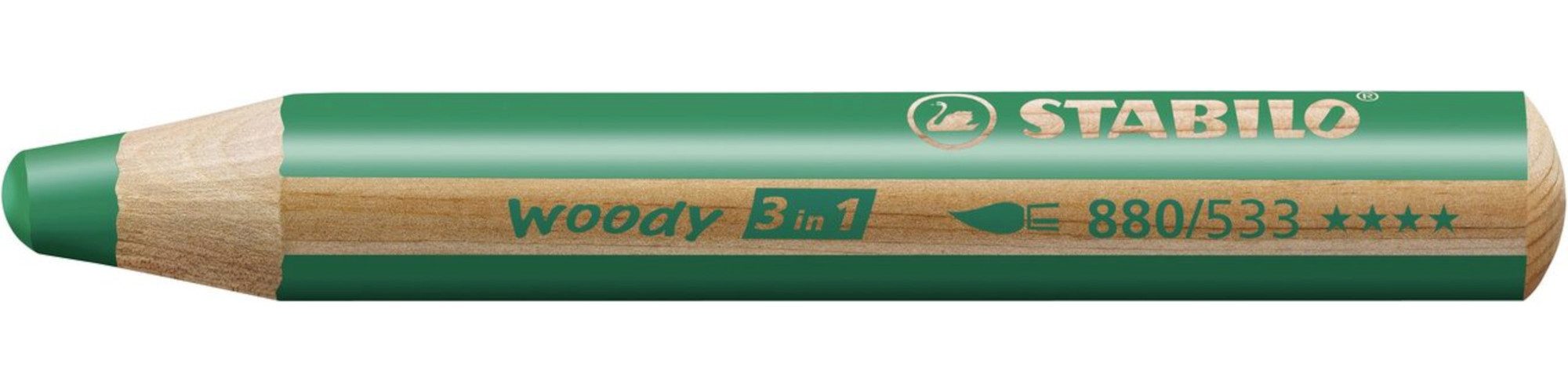 STABILO Buntstift STABILO woody 3in1 Buntstift Dunkelgrün 10 cm