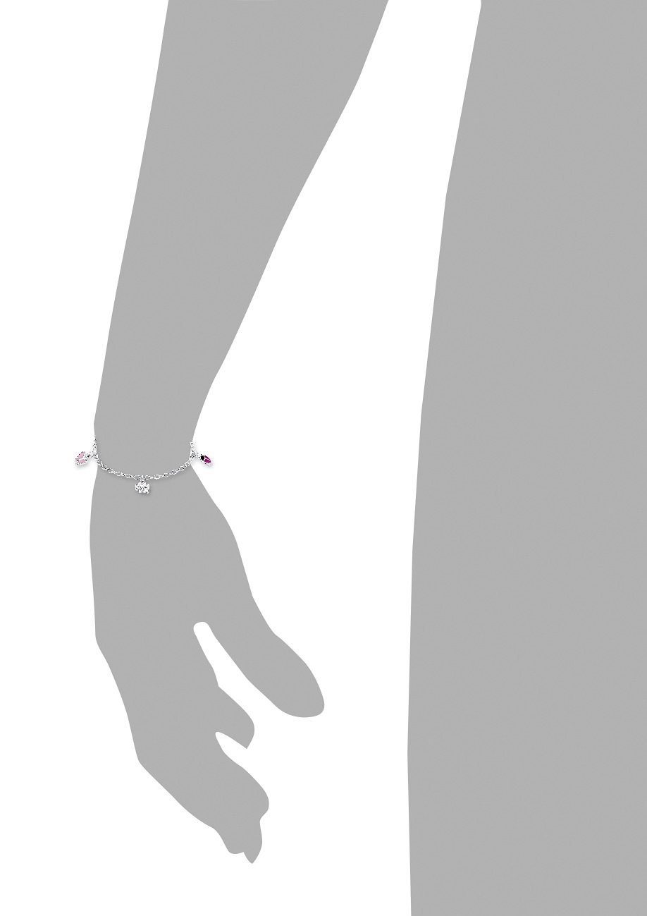 Prinzessin Lillifee Armband Marienkäfer, Schmetterling, Kleeblatt, mit Zirkonia (synth)