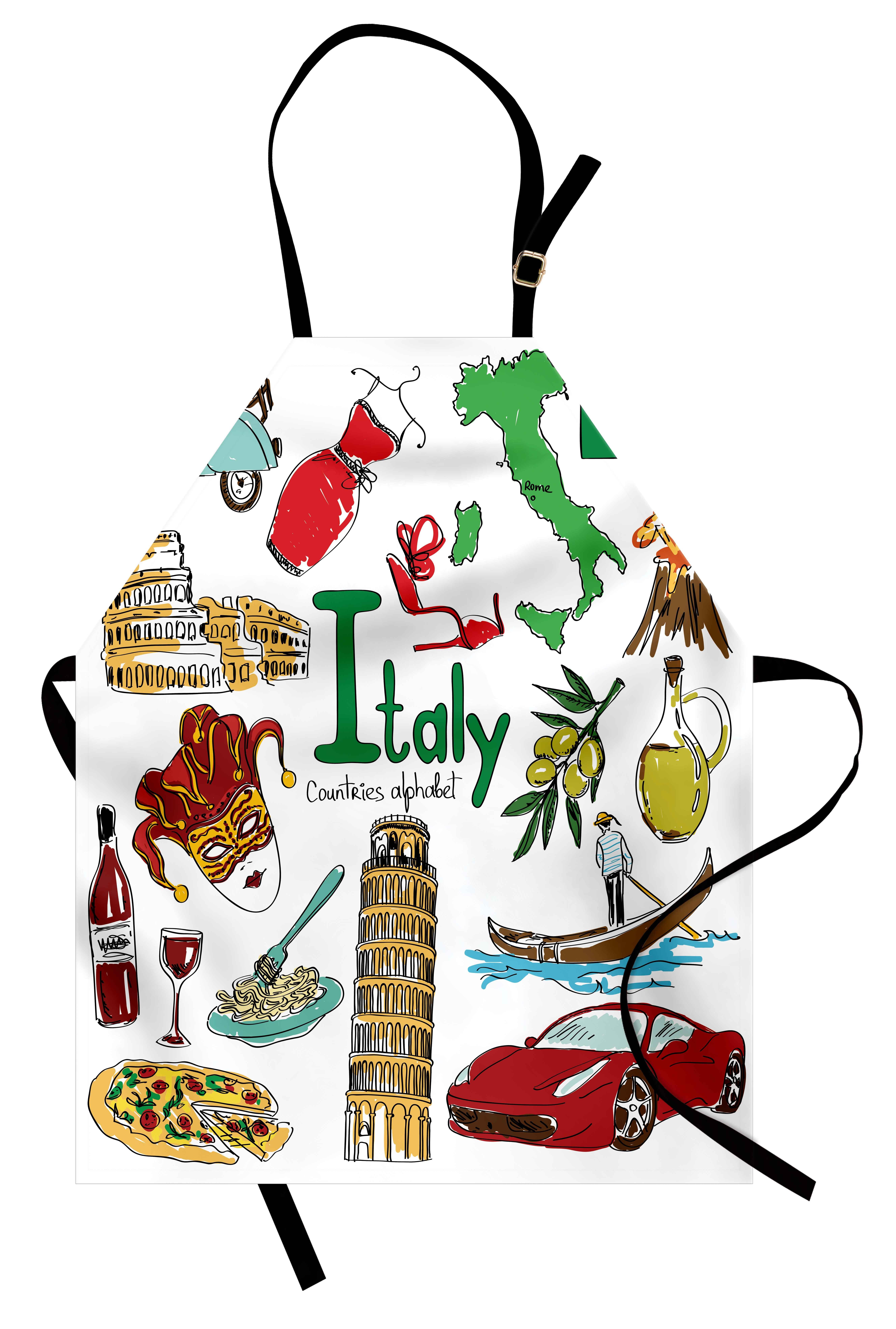 Abakuhaus Kochschürze Höhenverstellbar Klare Farben ohne verblassen, Italien Spaß-bunter Sketch Stil