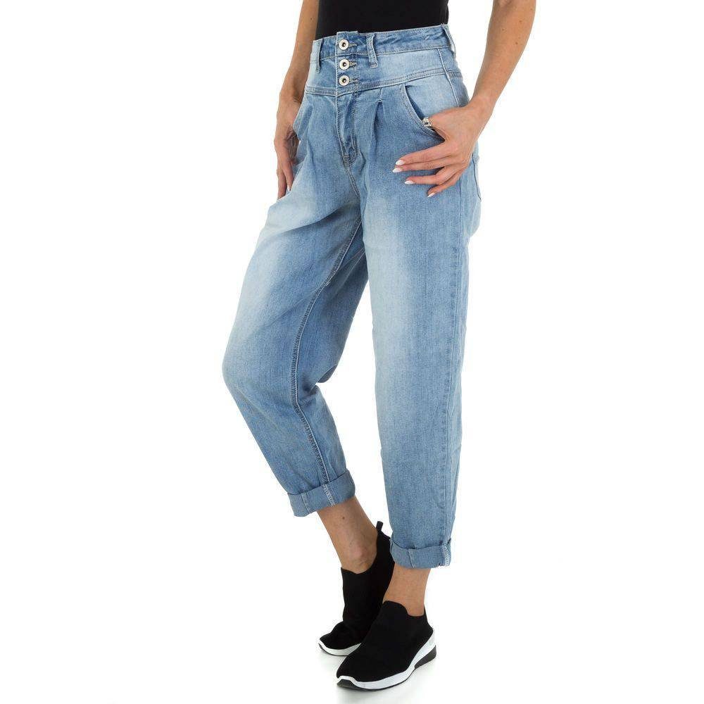 Jeans Freizeit Fit Used-Look Relax-fit-Jeans Relaxed Ital-Design in Hellblau Damen