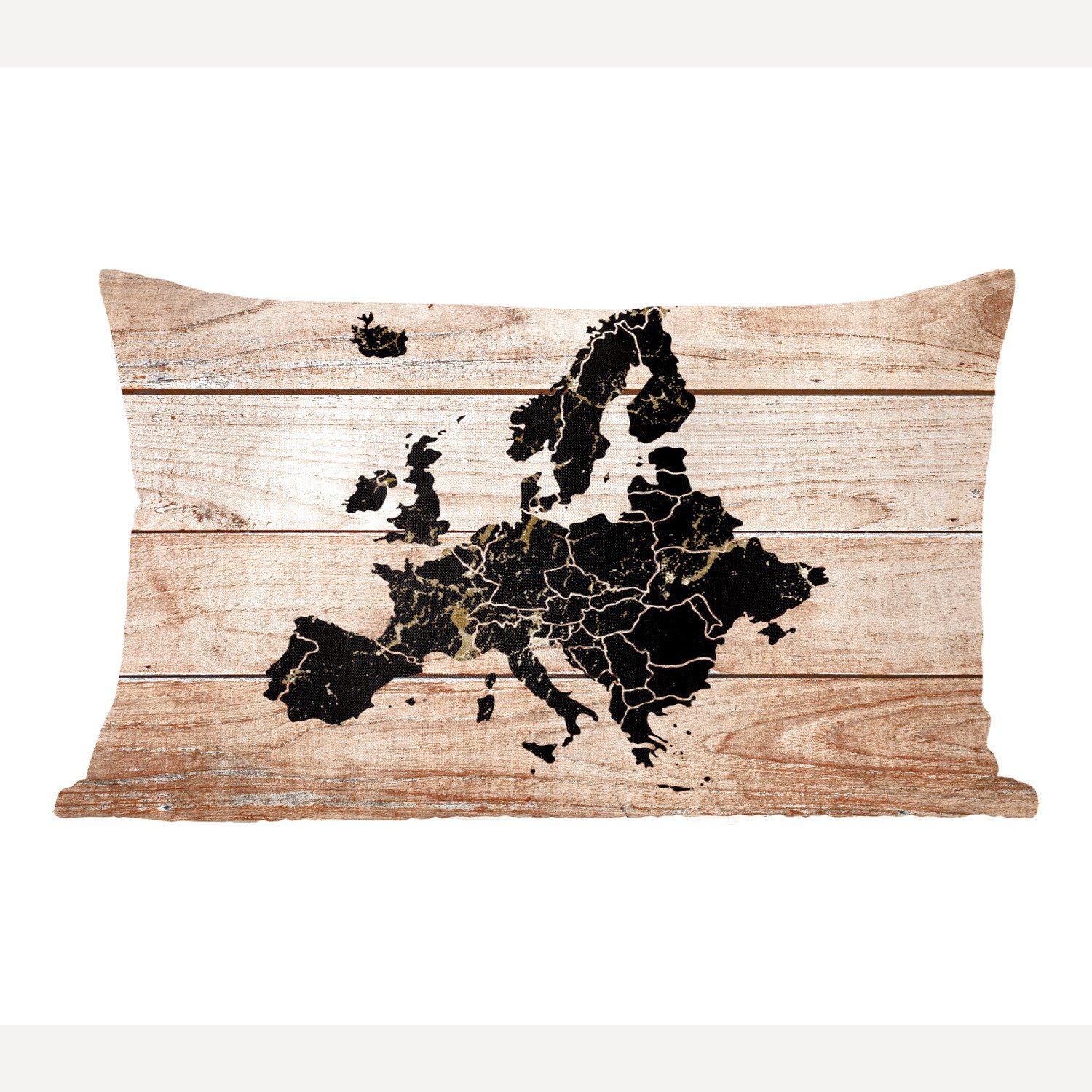 MuchoWow Dekokissen Karte - Europa - Holz, Wohzimmer Dekoration, Zierkissen, Dekokissen mit Füllung, Schlafzimmer | Dekokissen
