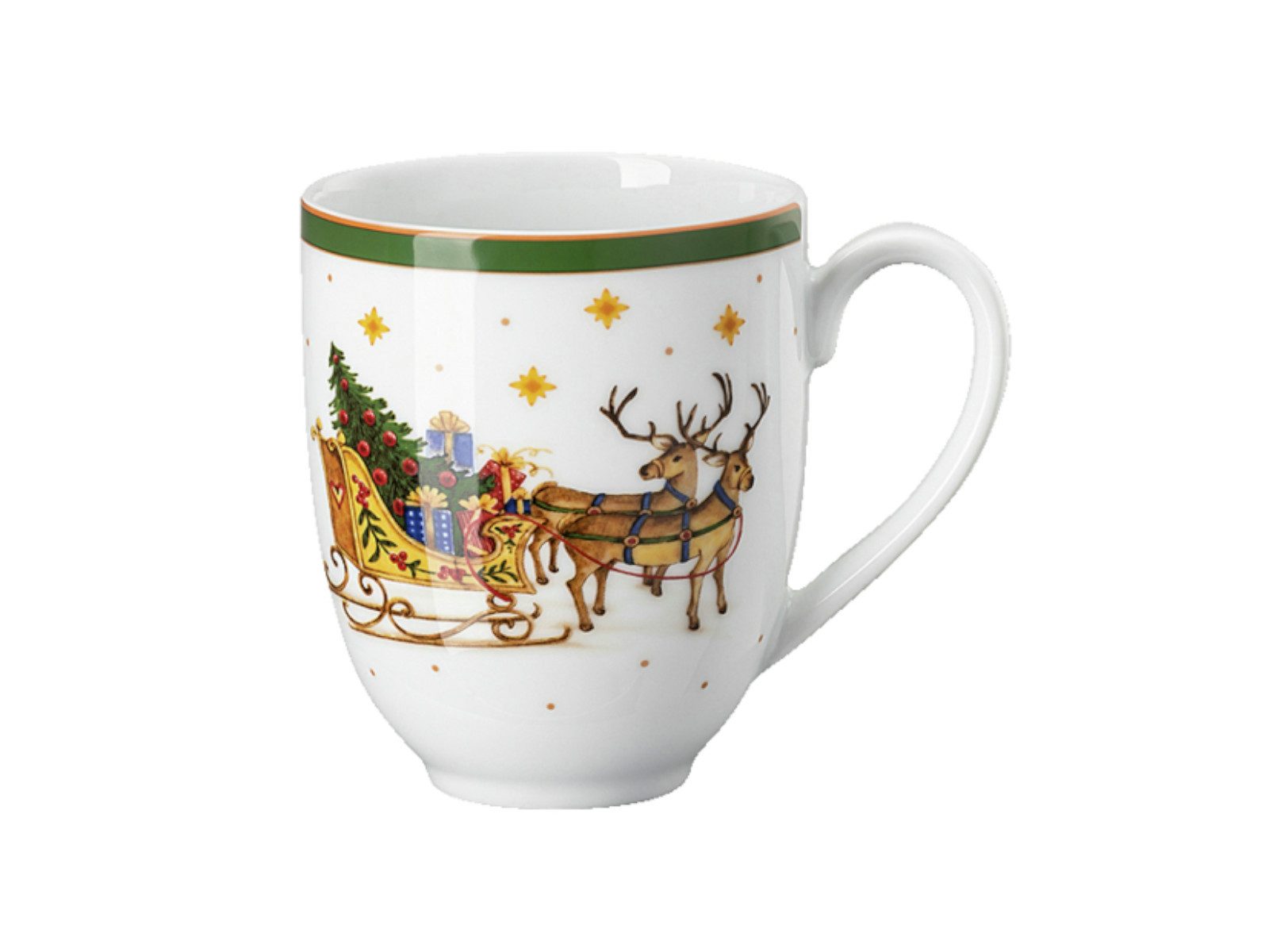 Hutschenreuther Becher Happy Wintertime Green Becher mit Henkel 0,4l, Porzellan, Tassen