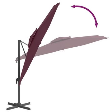 vidaXL Balkonsichtschutz Ampelschirm mit Doppeldach Bordeauxrot 400x300 cm
