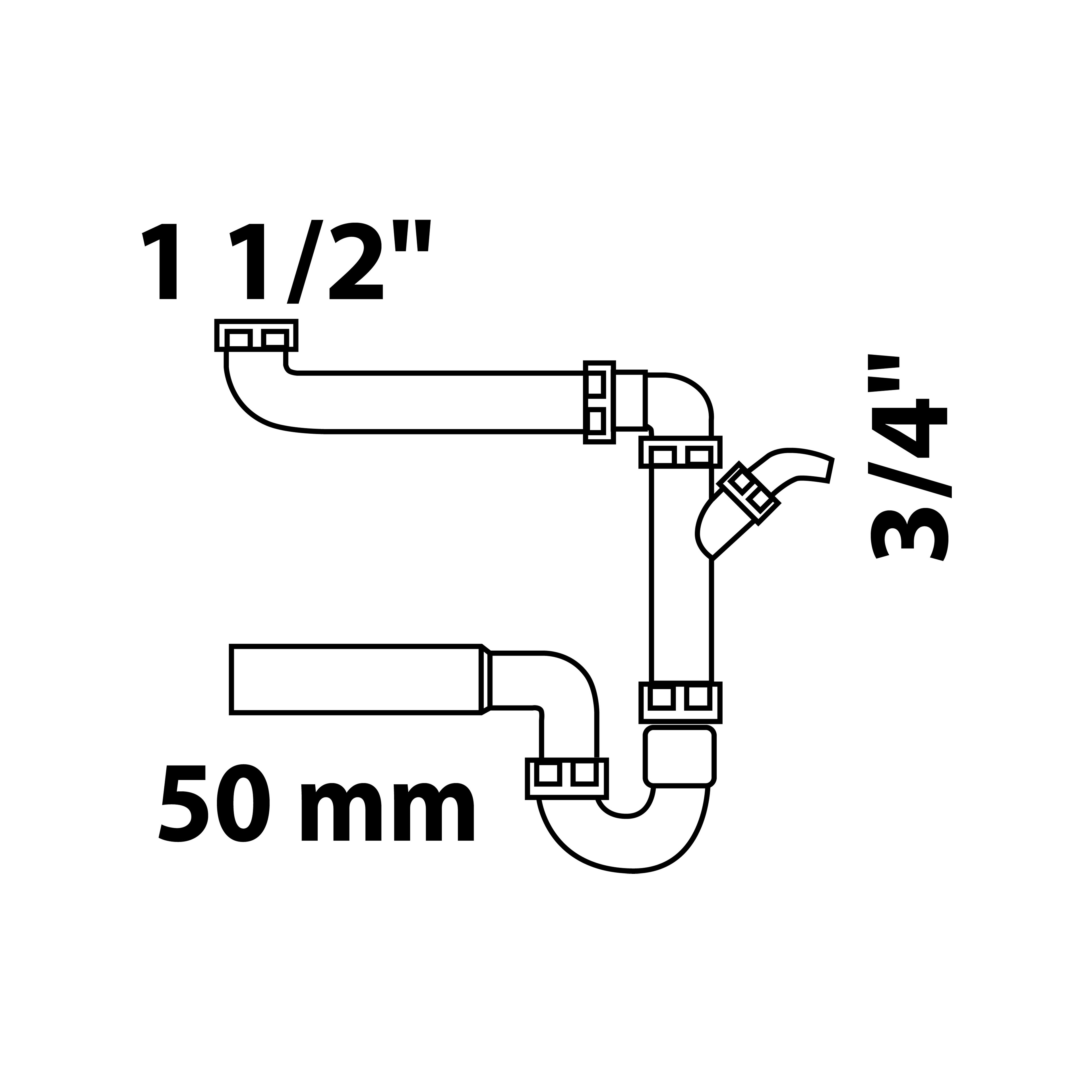Kirchhoff Siphon Raumspar-Spültisch-Röhrensiphon, Weiß, Geräteanschluss