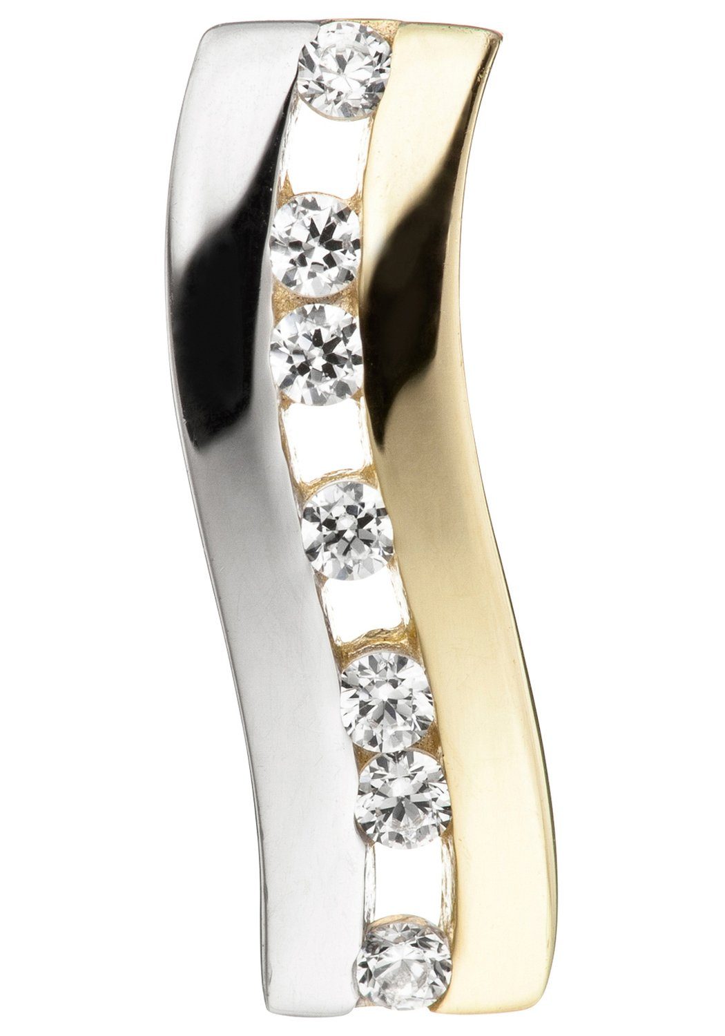 JOBO Kettenanhänger Anhänger 13 mm mit 7 Zirkonia, 8 Karat 333 Gold bicolor