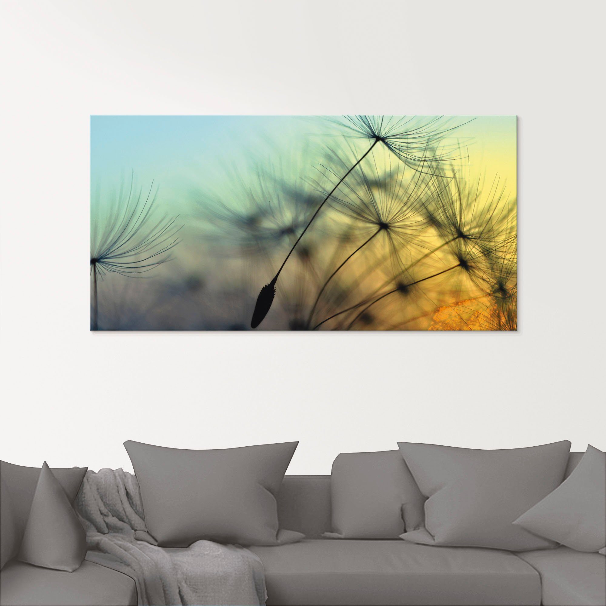 Artland Glasbild Goldener Sonnenuntergang und Pusteblumen, Blumen (1 St), in verschiedenen Größen