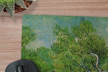 MuchoWow Gaming Mauspad Olivenhain - Vincent van Gogh (1-St), Mousepad mit Rutschfester Unterseite, Gaming, 40x40 cm, XXL, Großes