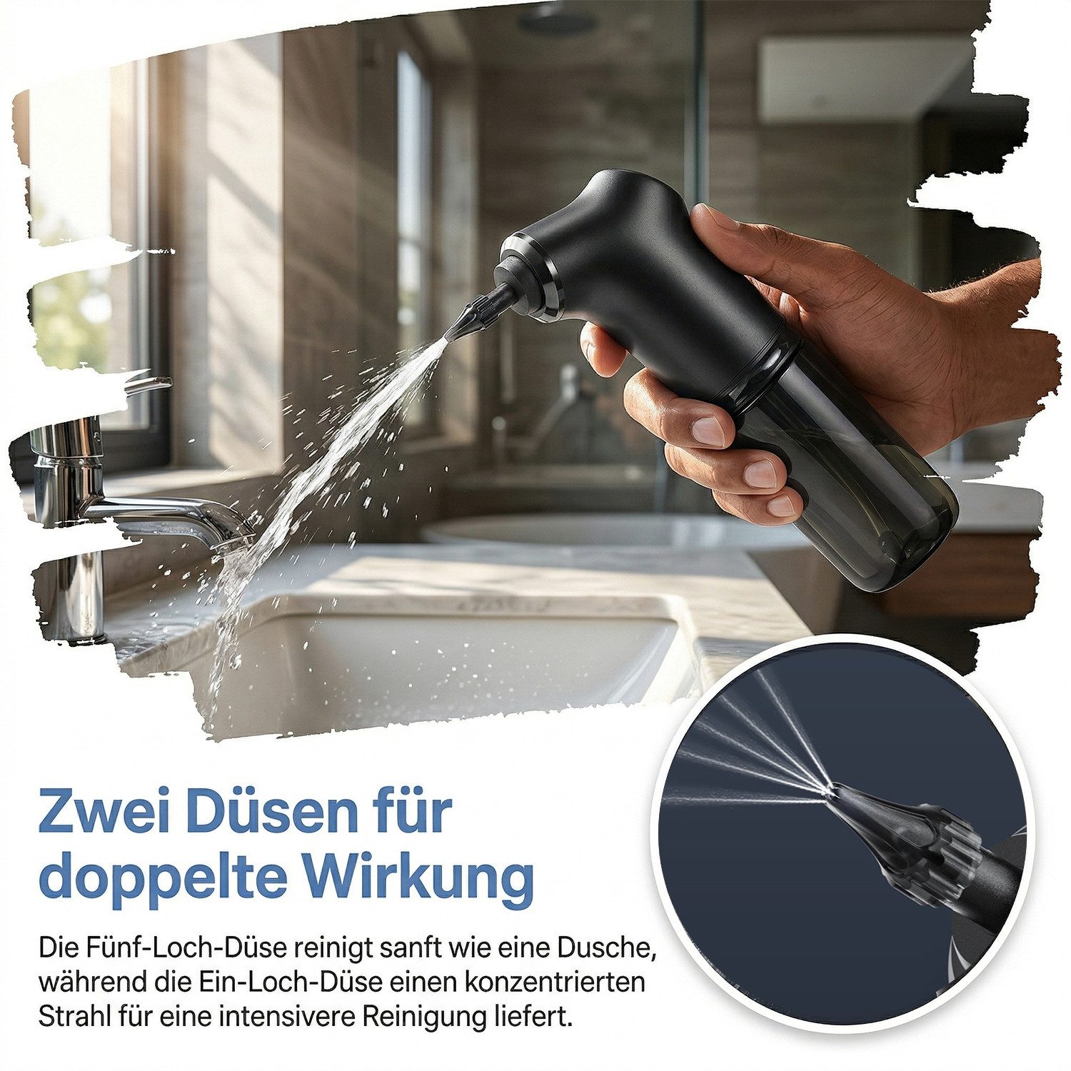 AKKEE Ohrenreiniger Elektrischer Ohrreiniger mit 4 Modi, für sanfte Spülung, 2000-mAh, Ohrreiniger Set, Elektrischer Ohrreiniger Mit Düsen Und Ladekabel