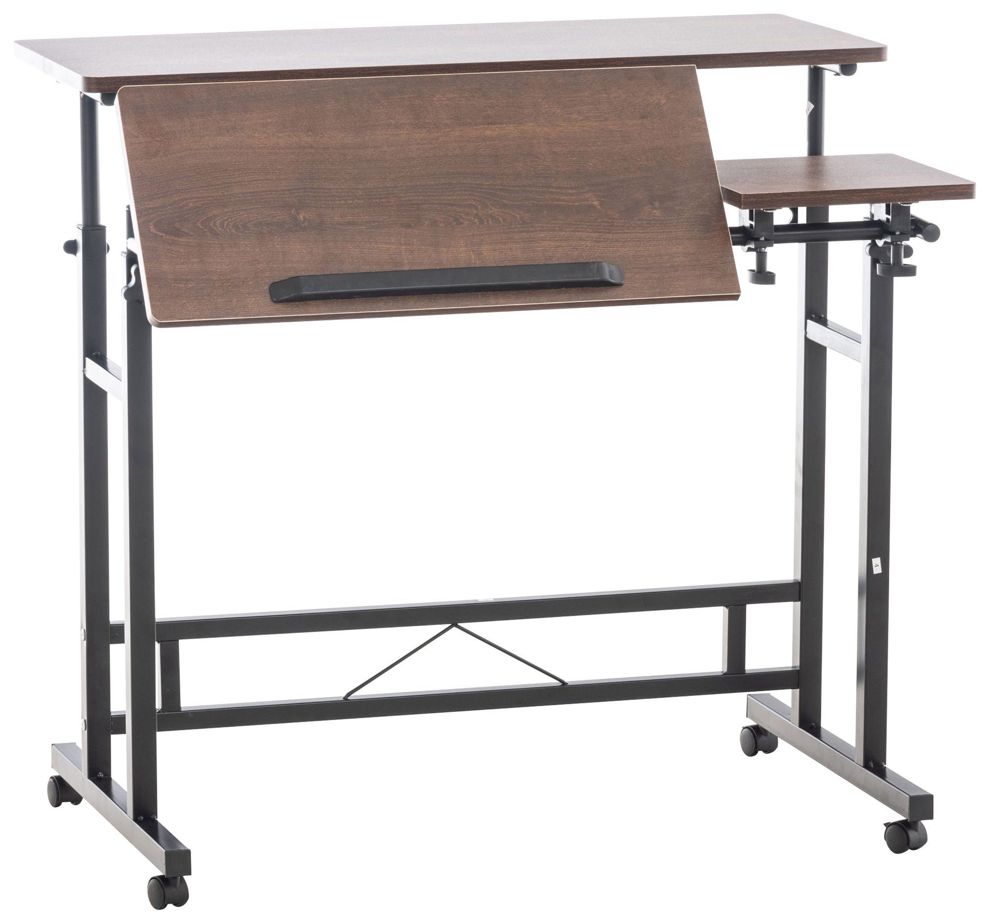CLP Schreibtisch Telford, Computertisch aus Metall höhenverstellbar walnuss/schwarz