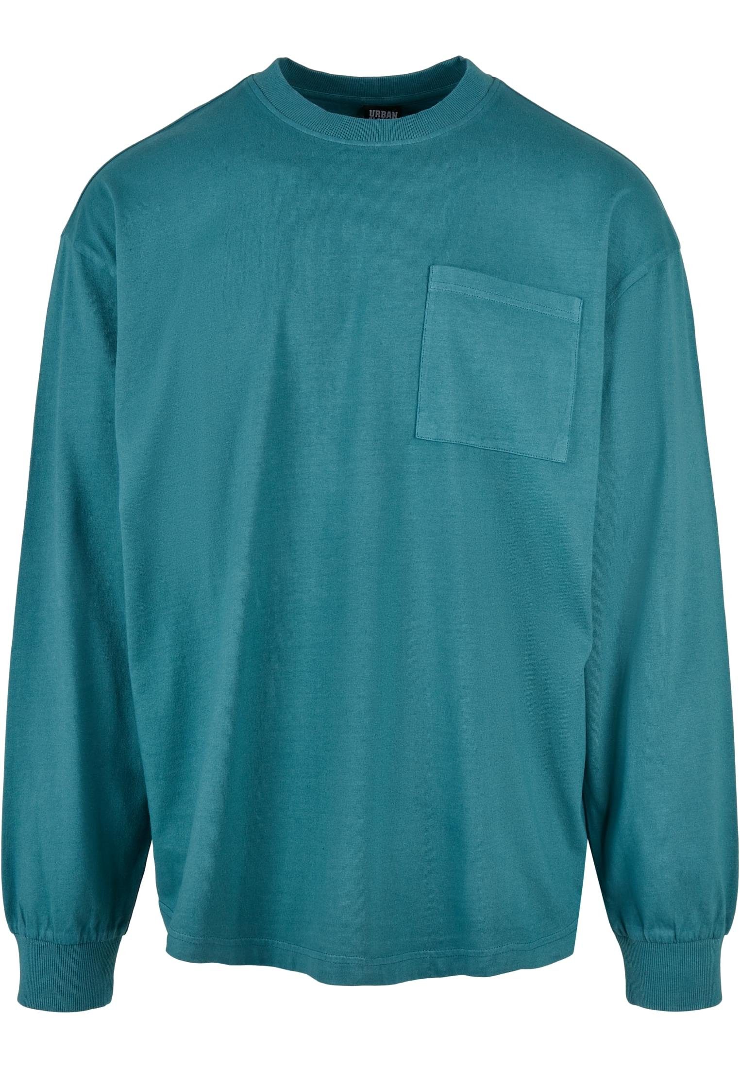 URBAN CLASSICS T-Shirt Herren Pigment Dyed Pocket Longsleeve (1-tlg) teal