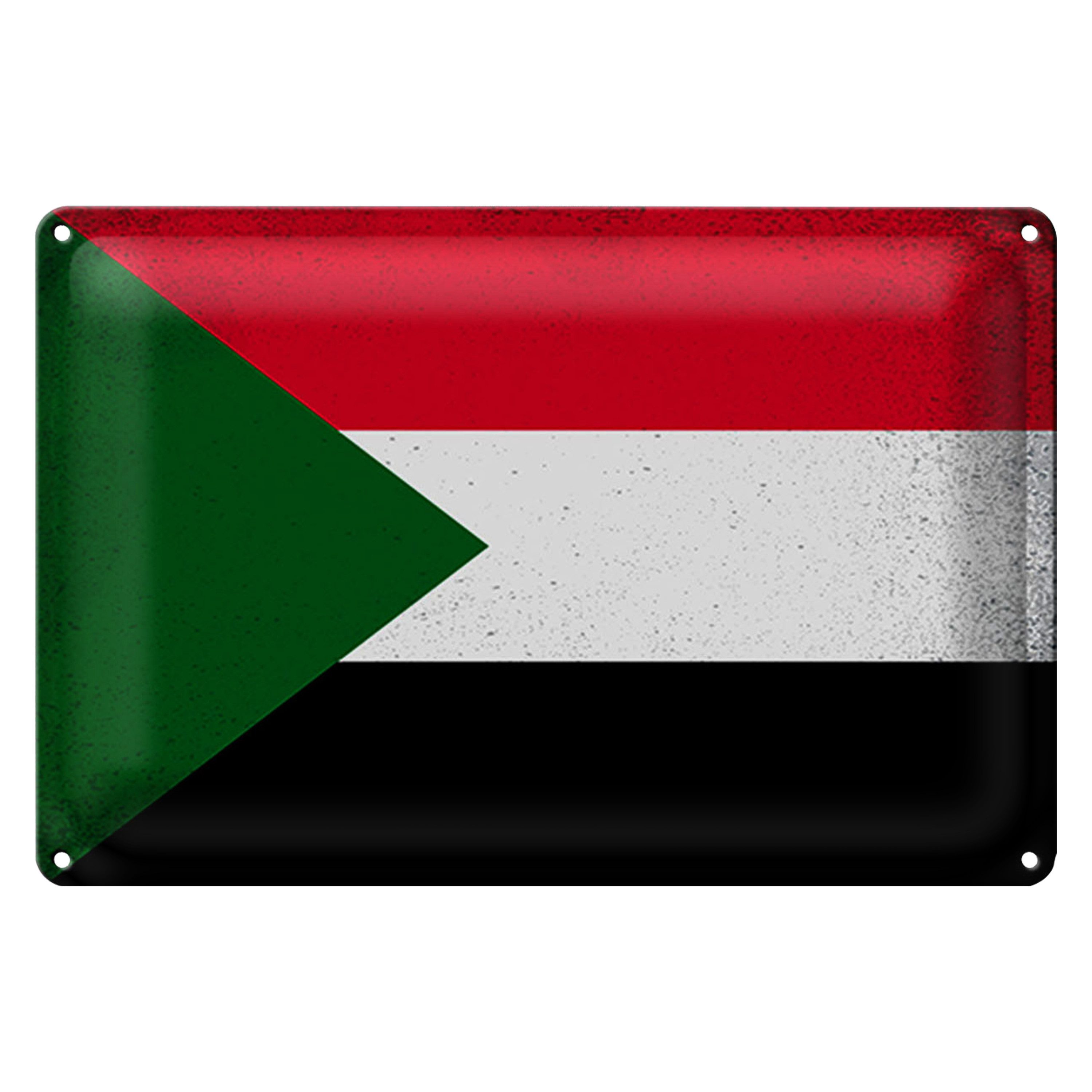 Roomando Metallschild Flagge Sudan 40x30cm Flag of Sudan Vintage