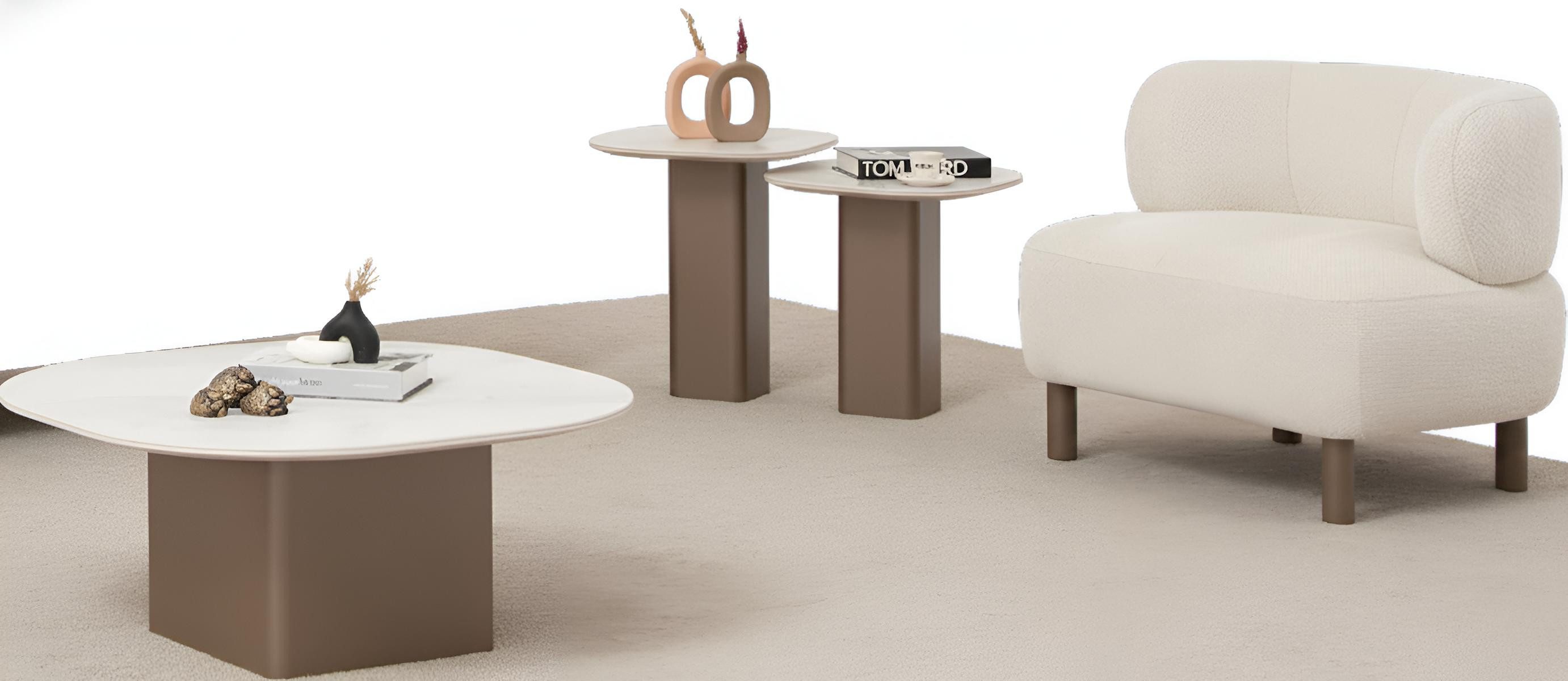 JVmoebel Polstergarnitur Weißes Wohnzimmer-Set – Sessel, Couchtisch und Beistelltisch, (Set, 4-tlg), Made in Europa