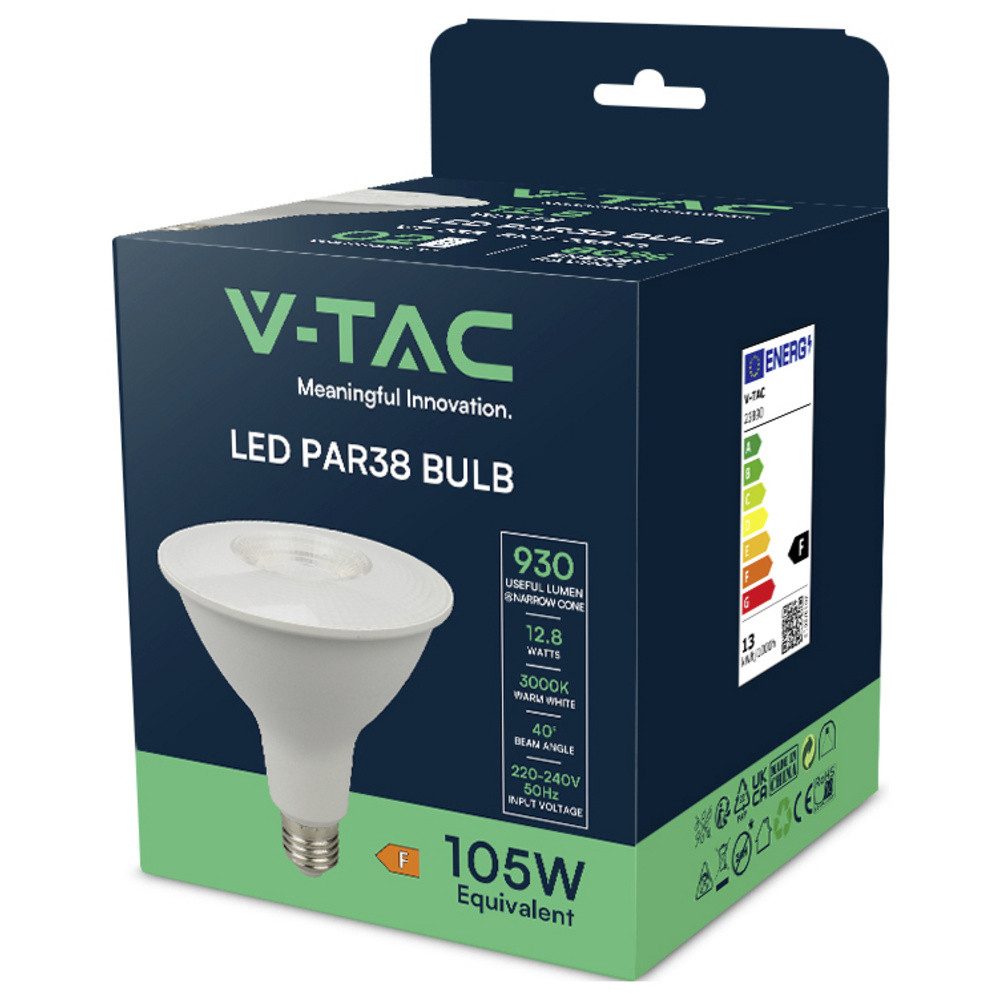 V-TAC LED-Leuchtmittel V-TAC 23890 LED EEK F (A - G) E27 Par 38 12.8 W Warmweiß 1 St.