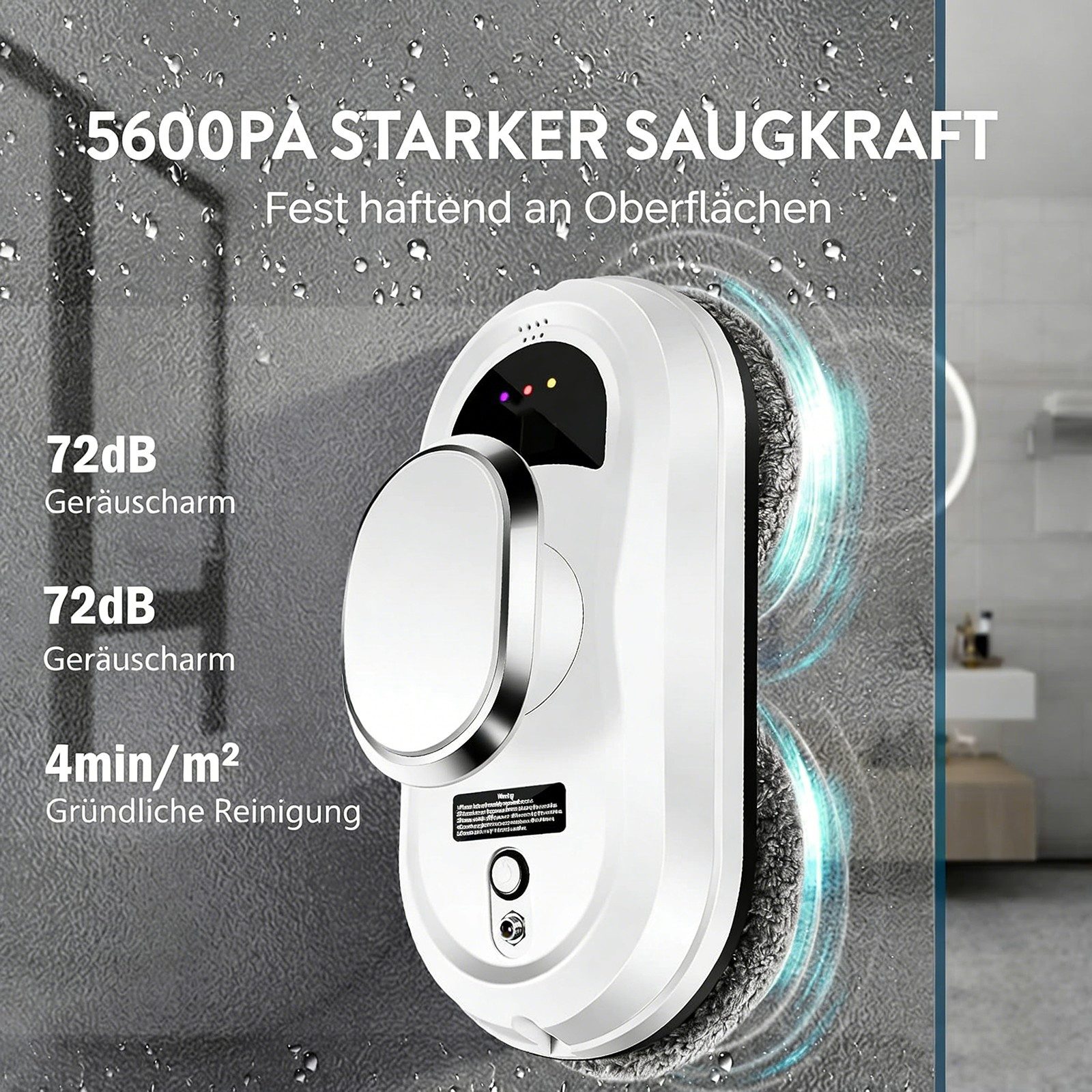 AKKEE Fensterputzroboter Automatischer Fensterputzroboter 5600PA Elektrischer Fensterputzer, MEMS-Erkennungssystem