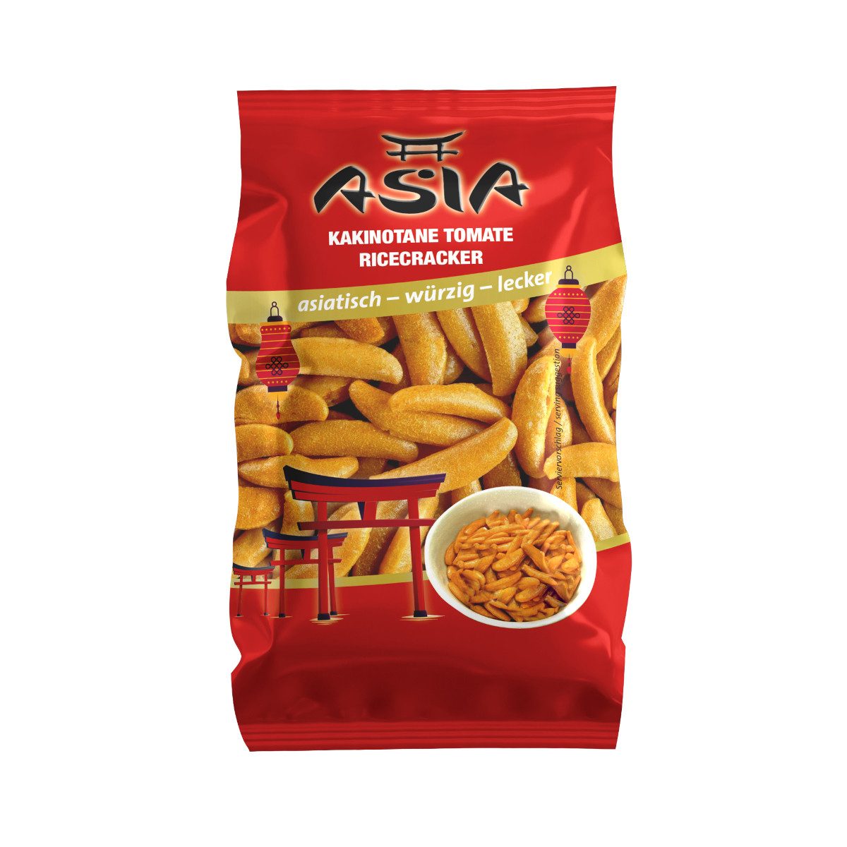 XOX Knabberei, XOX Reiscracker Kakinotane Tomate asiatischer Snackgenuss 150g