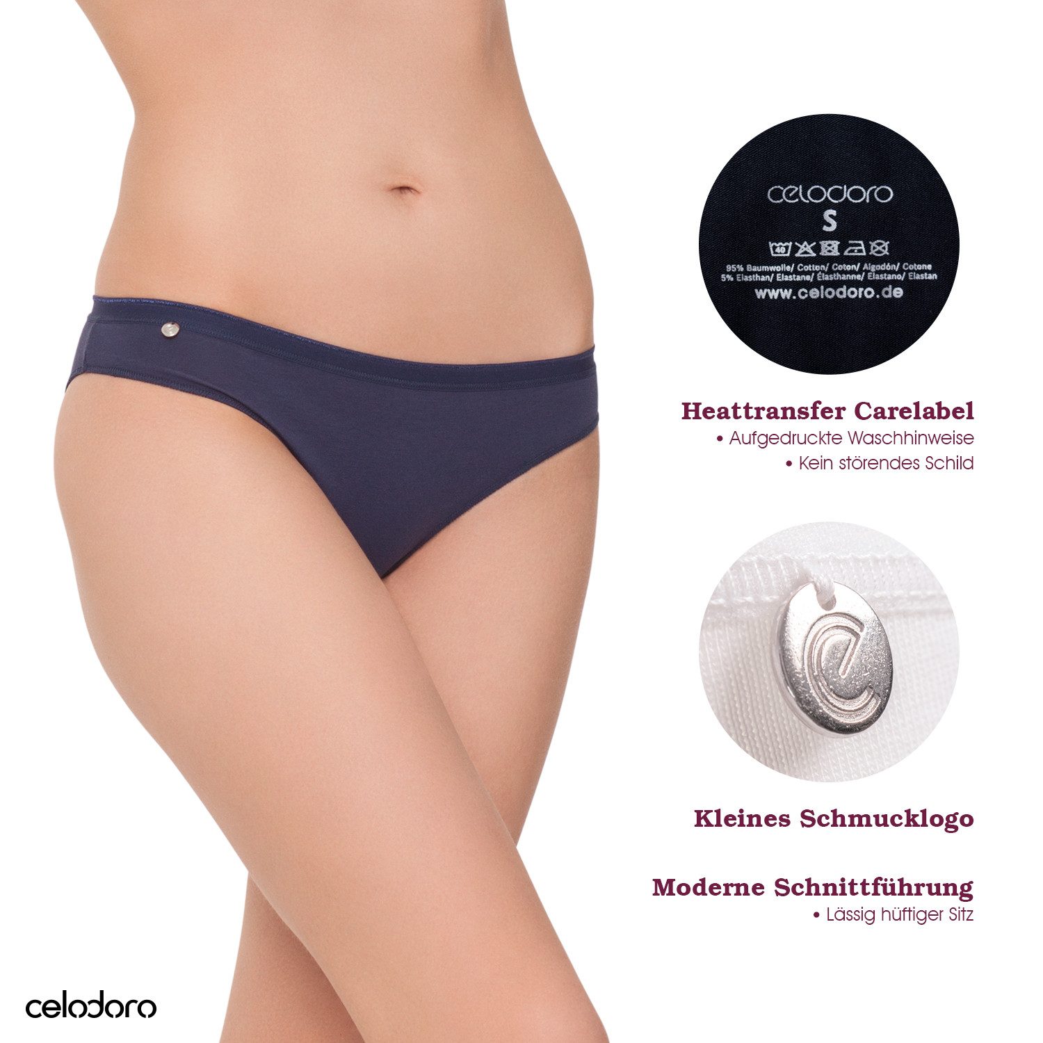 celodoro Slip Damen Basic Bikini Slip (3er Pack) mit Schmuck Logo günstig online kaufen