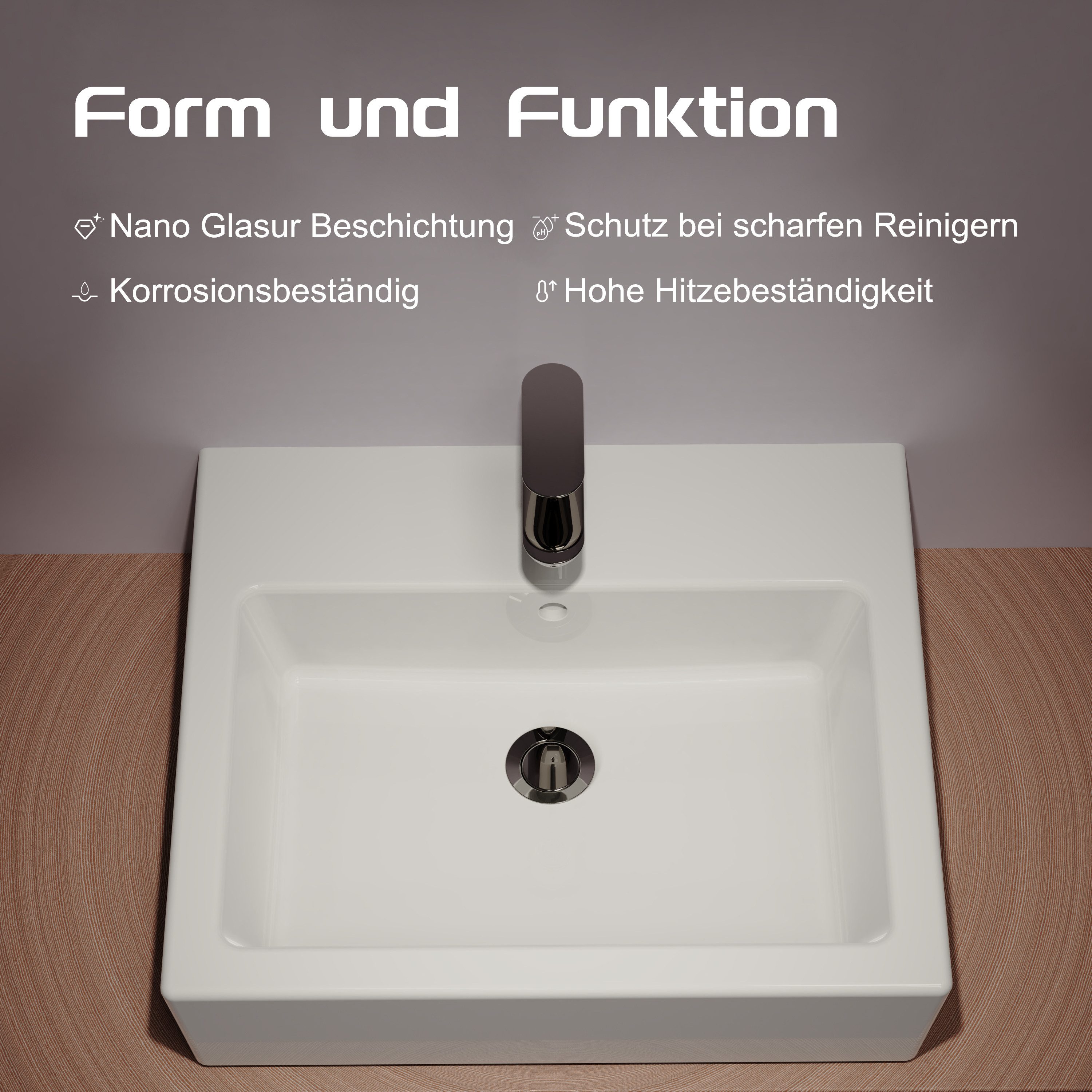 welltime Aufsatzwaschbecken Pesante, NANO Glasur – Bild 4 von 5